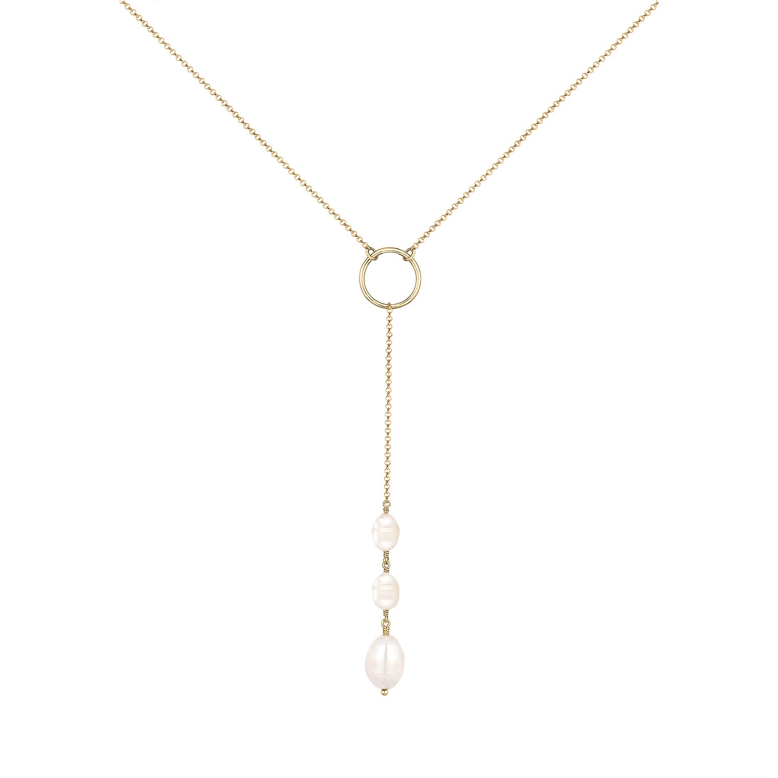 Gold - Elli | Halskette Kreis | Süßwasserperle | 925 Sterling Silber vergoldet