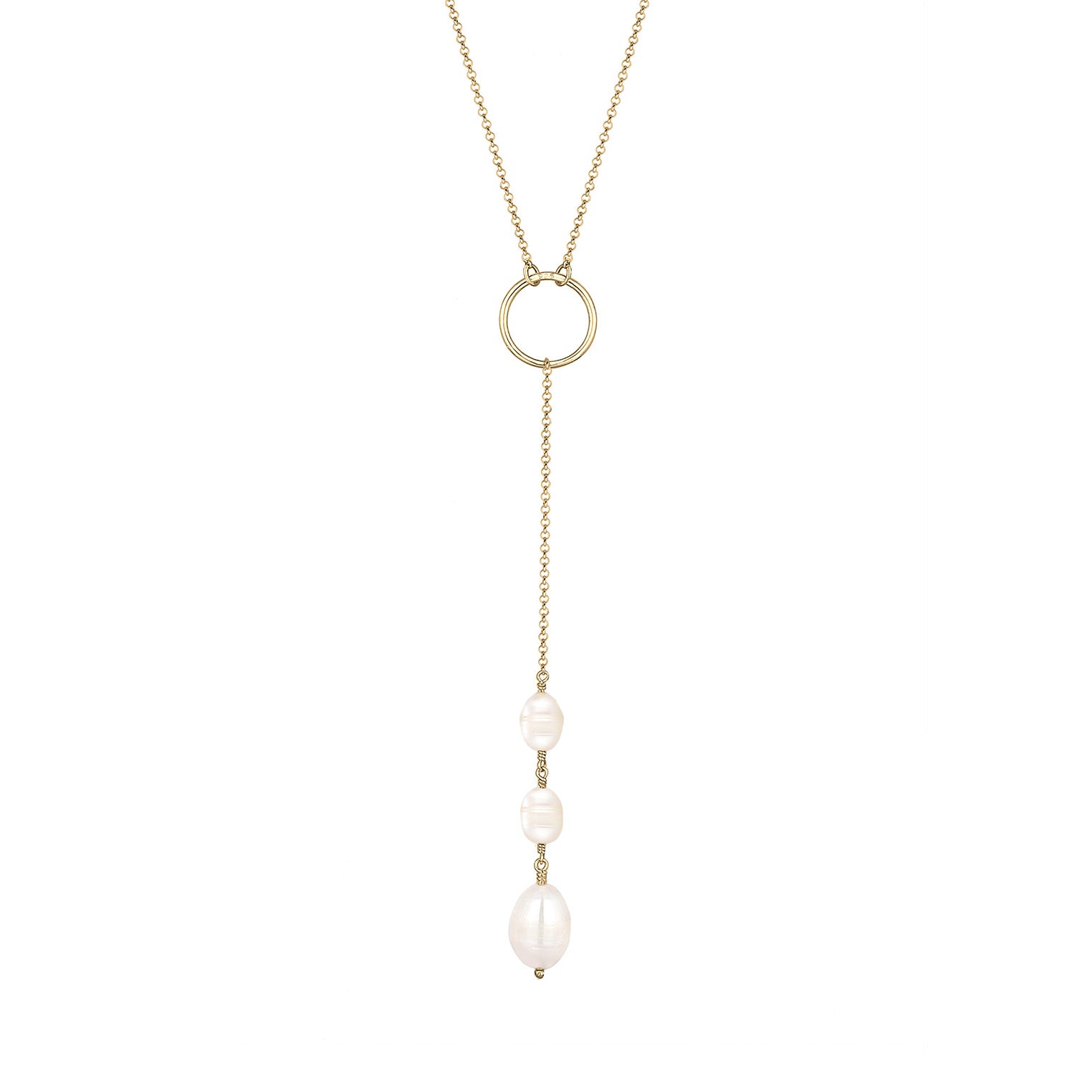 Gold - Elli | Halskette Kreis | Süßwasserperle | 925 Sterling Silber vergoldet