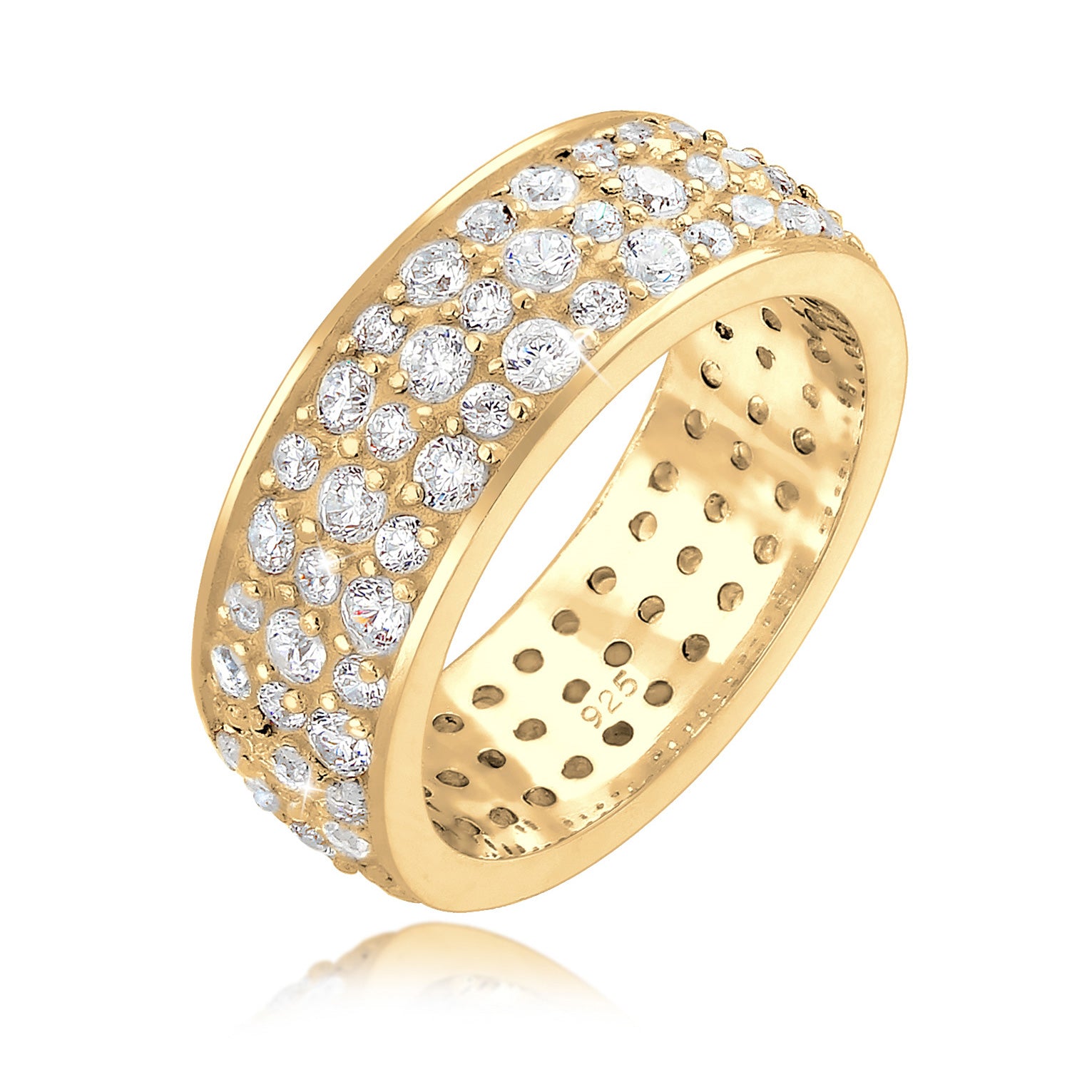 Gold - Elli PREMIUM | Bandring | Zirkonia ( Weiß ) | 925 Sterling Silber vergoldet
