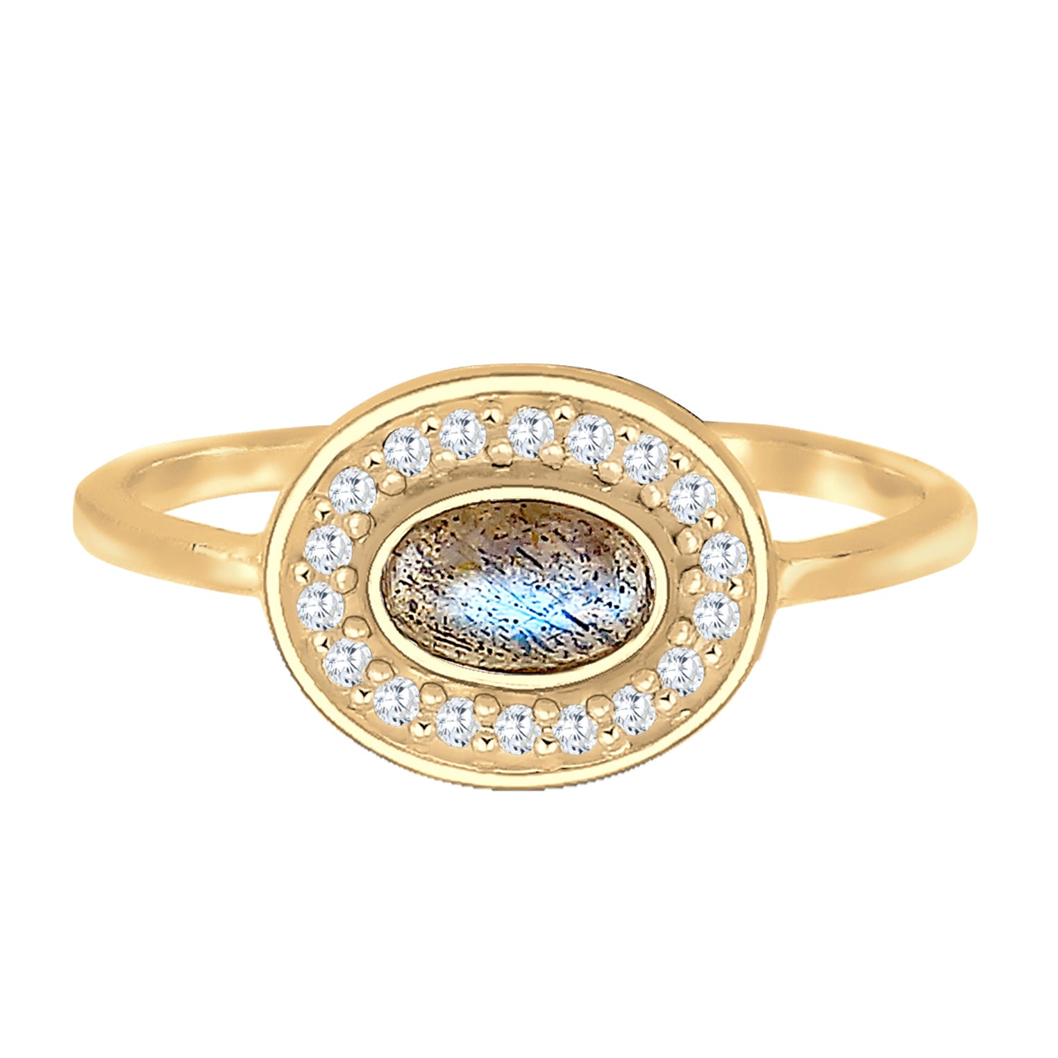 Gold - Elli | Ring | Labradorit ( Grau ) | 925 Sterling Silber vergoldet