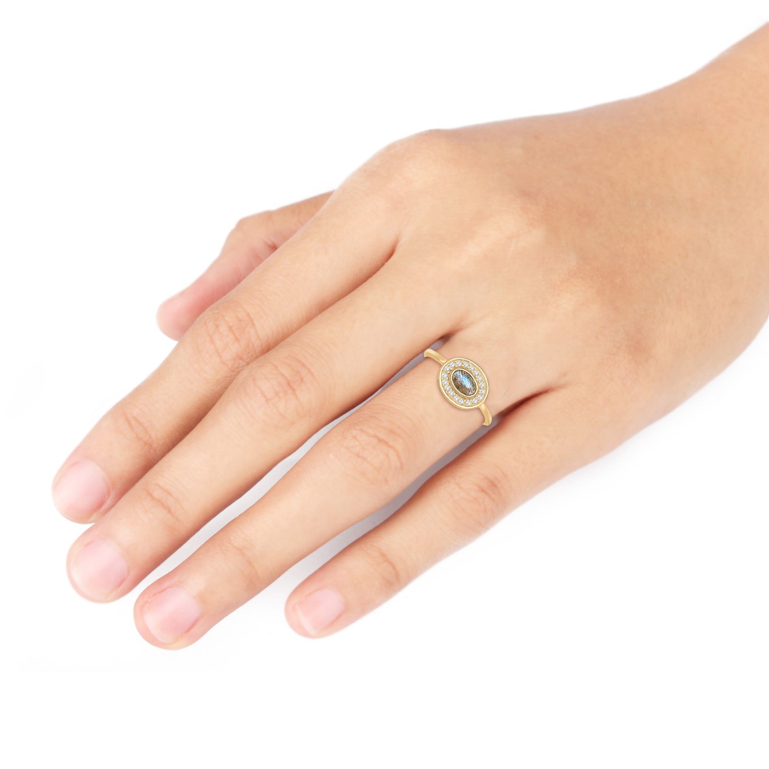 Gold - Elli | Ring | Labradorit ( Grau ) | 925 Sterling Silber vergoldet