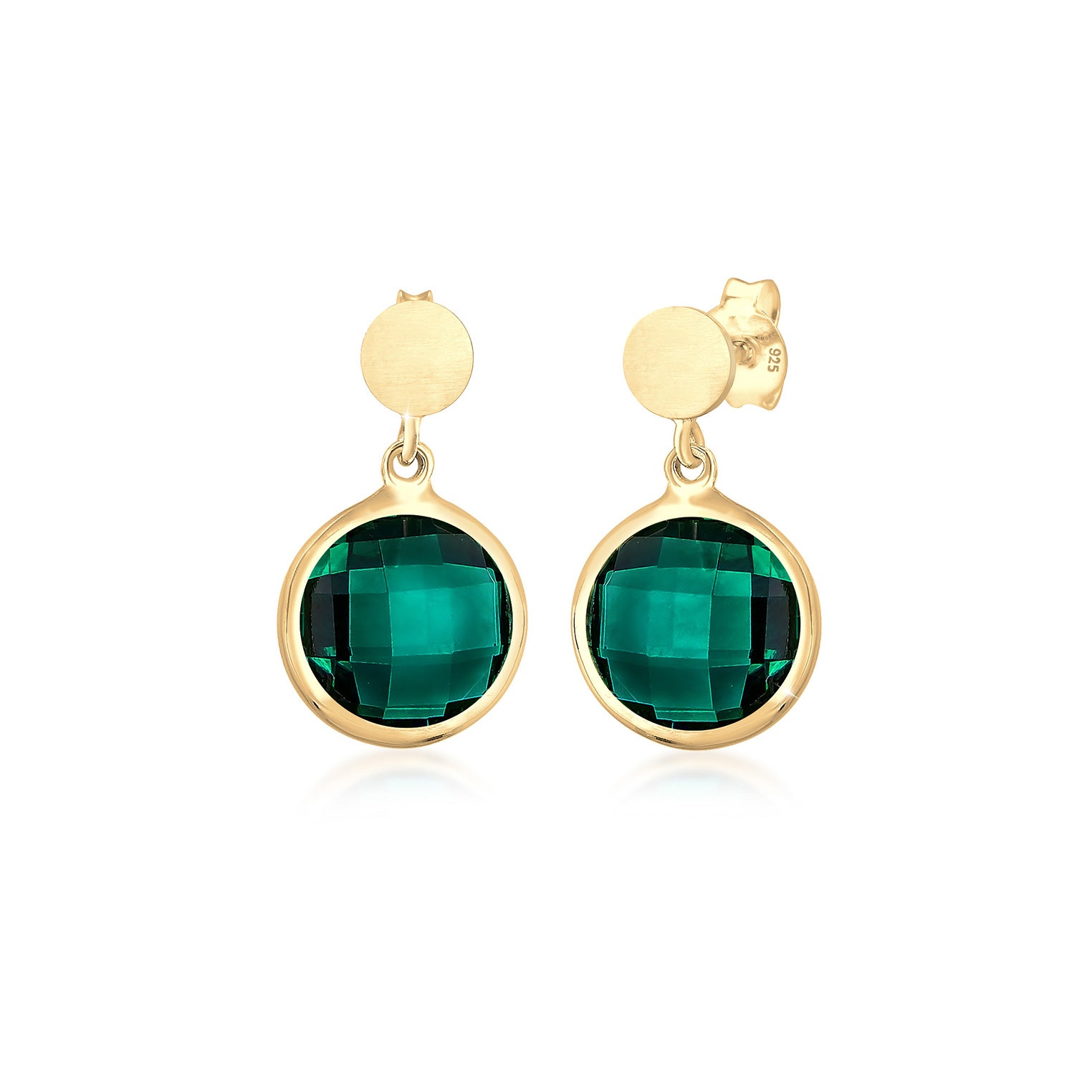 Gold - Elli PREMIUM | Ohrhänger | Quarz ( Grün ) | 925 Sterling Silber vergoldet