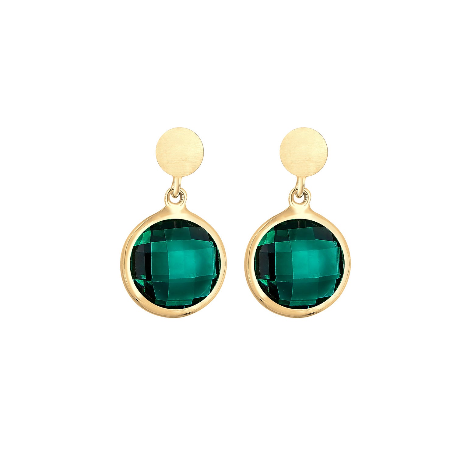 Gold - Elli PREMIUM | Ohrhänger | Quarz ( Grün ) | 925 Sterling Silber vergoldet
