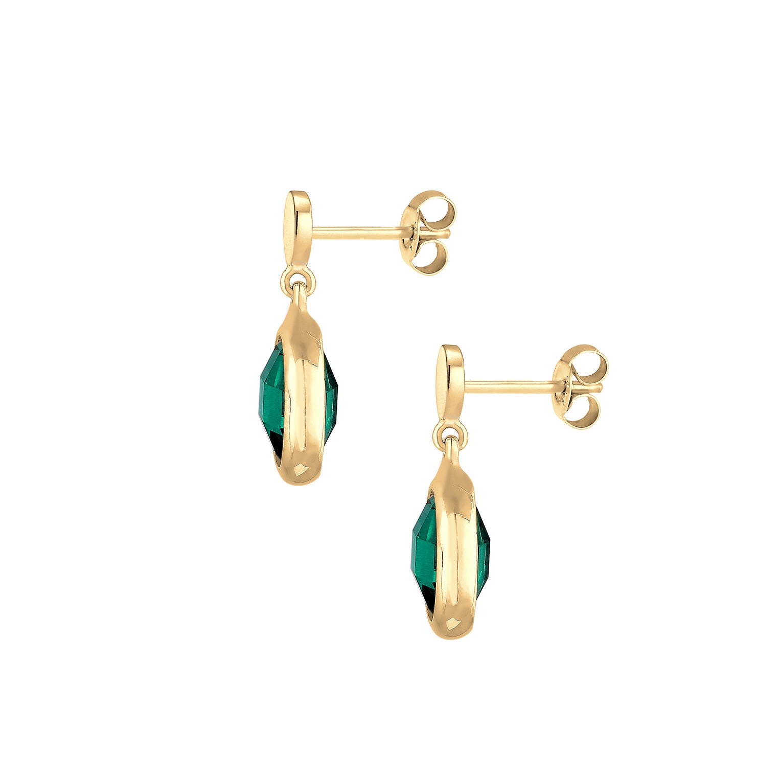 Gold - Elli PREMIUM | Ohrhänger | Quarz ( Grün ) | 925 Sterling Silber vergoldet