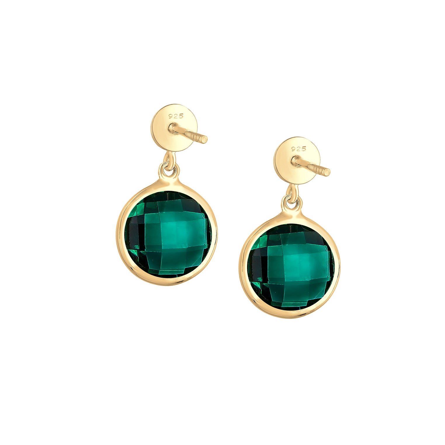 Gold - Elli PREMIUM | Ohrhänger | Quarz ( Grün ) | 925 Sterling Silber vergoldet