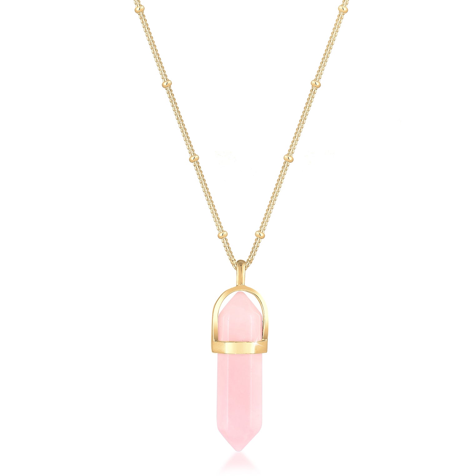 Gold - Elli | Kugel-Halskette | Quarz (Rosa) | 925 Sterling Silber vergoldet