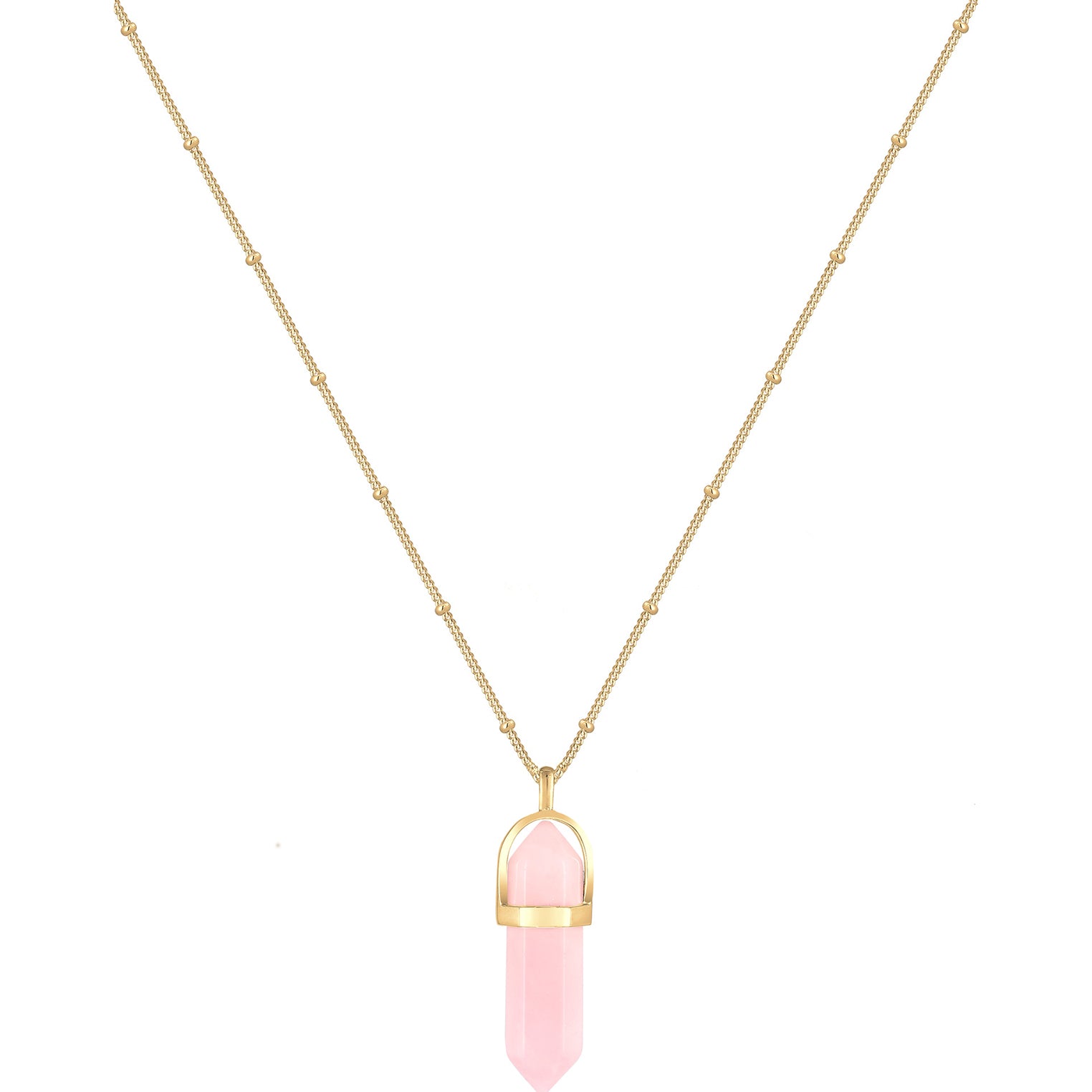 Gold - Elli | Kugel-Halskette | Quarz (Rosa) | 925 Sterling Silber vergoldet
