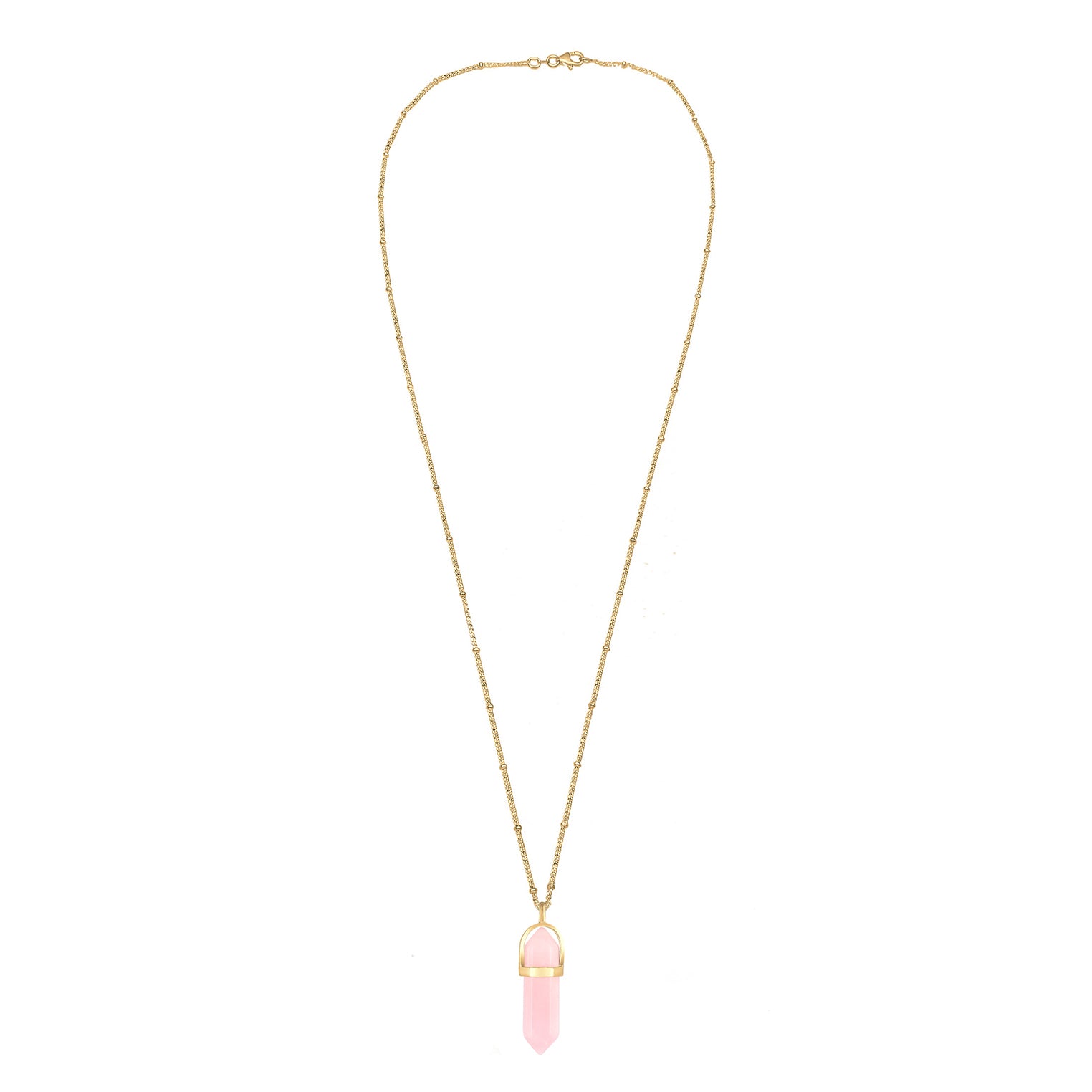 Gold - Elli | Kugel-Halskette | Quarz (Rosa) | 925 Sterling Silber vergoldet