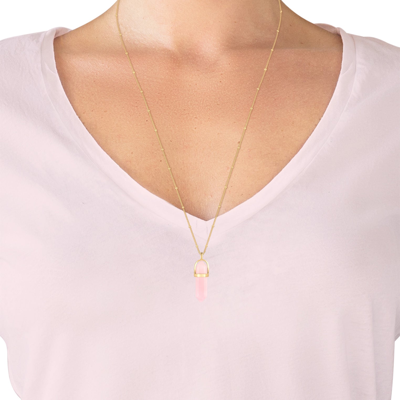 Gold - Elli | Kugel-Halskette | Quarz (Rosa) | 925 Sterling Silber vergoldet