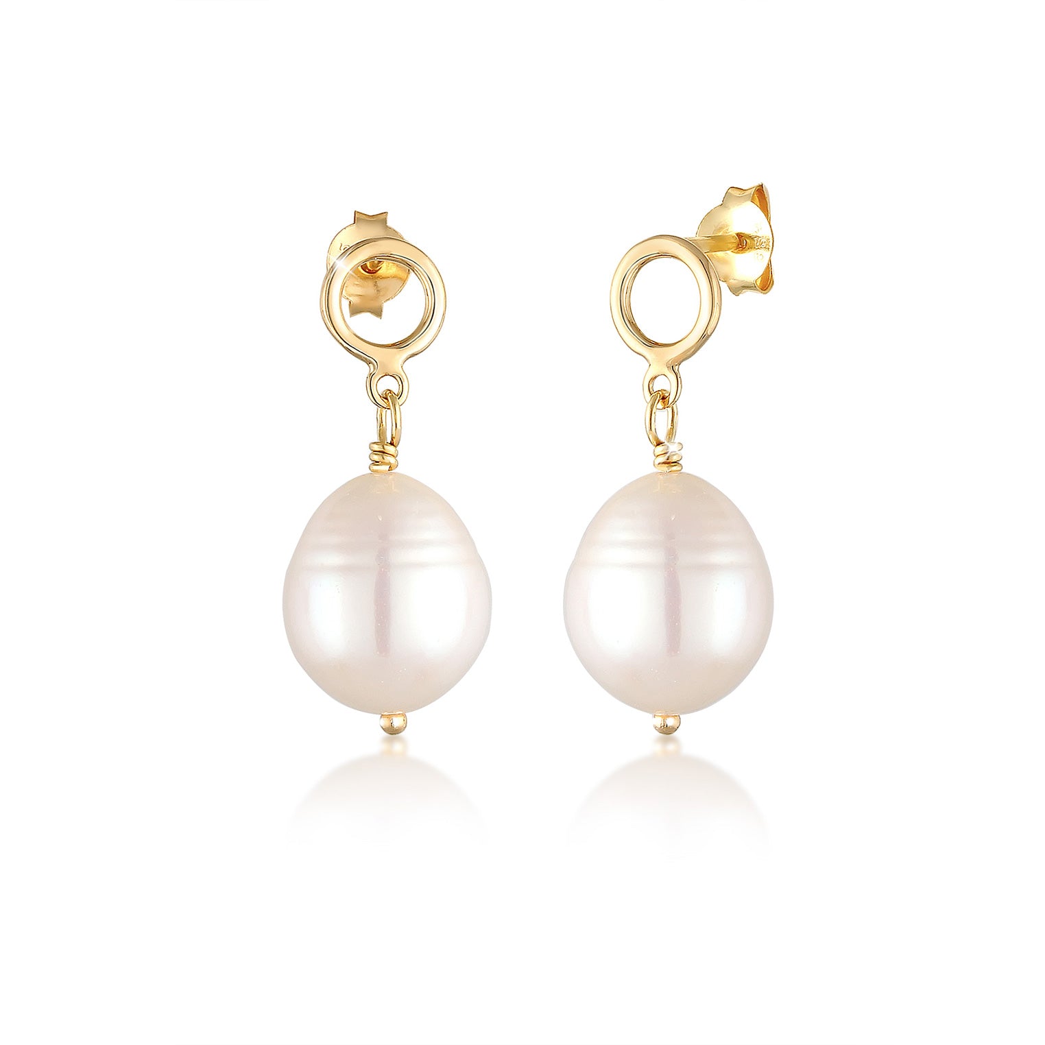 Gold - Elli | Ohrhänger Geo | Süßwasserperle | 925 Sterling Silber vergoldet