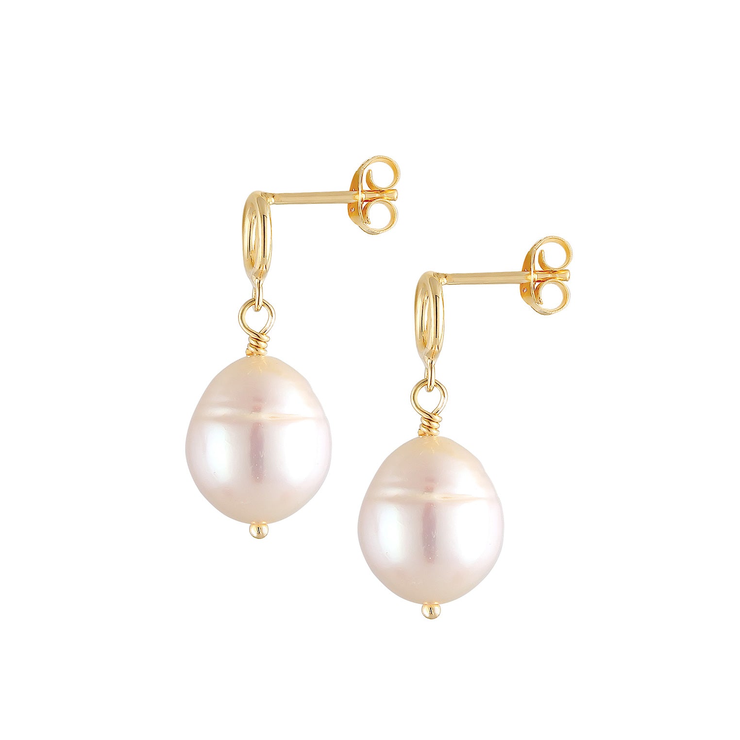 Gold - Elli | Ohrhänger Geo | Süßwasserperle | 925 Sterling Silber vergoldet