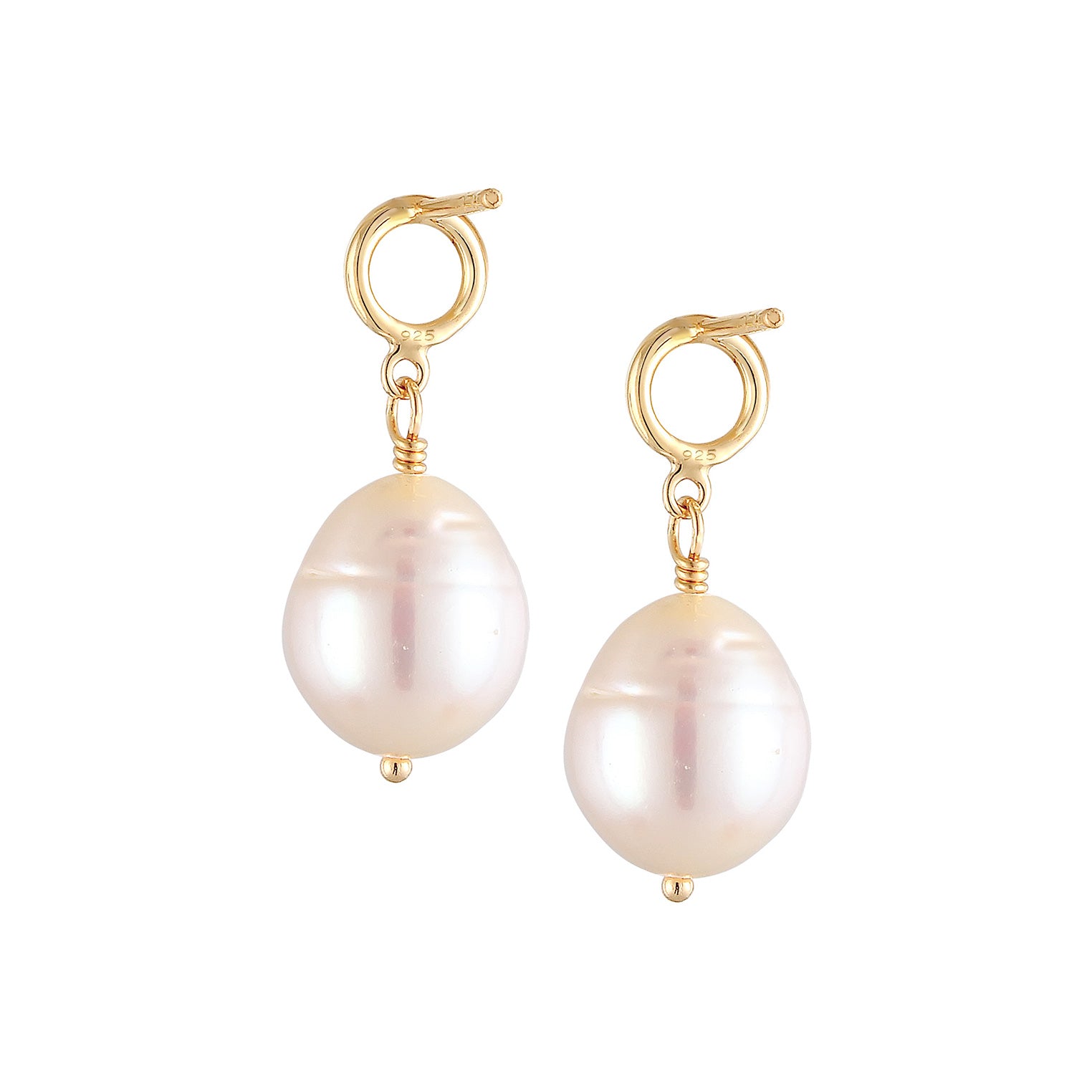 Gold - Elli | Ohrhänger Geo | Süßwasserperle | 925 Sterling Silber vergoldet
