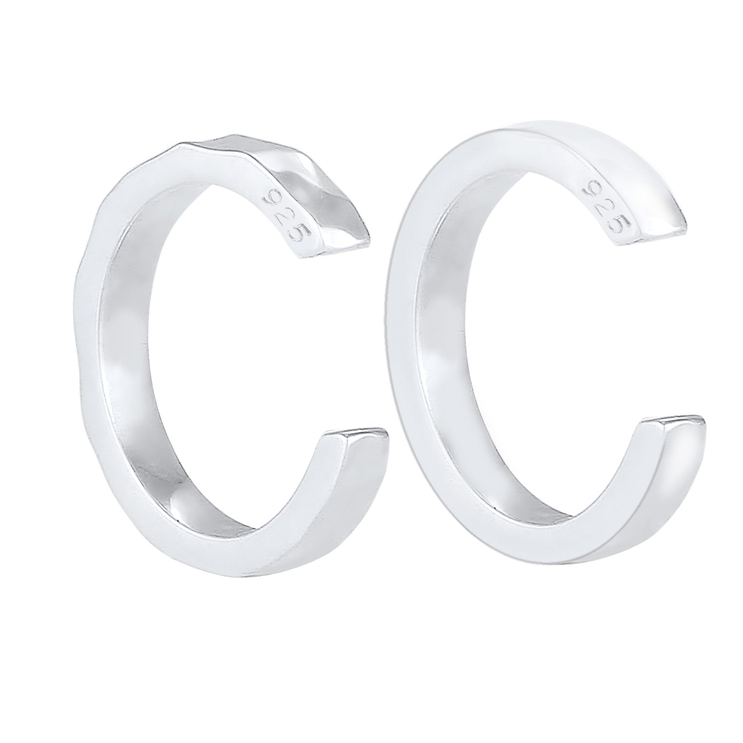 Silber - Elli | Earcuff 2er Set glänzend & gehämmert | 925er Sterling Silber