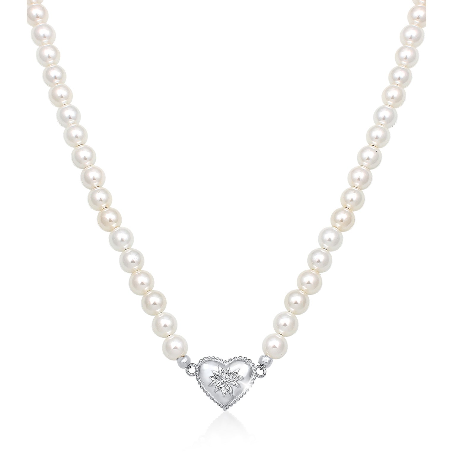 Silber - Elli | Halskette Edelweiss | Perle | 925er Sterling Silber