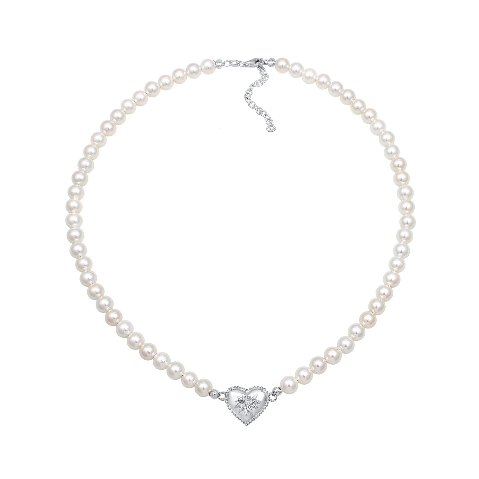 Silber - Elli | Halskette Edelweiss | Perle | 925er Sterling Silber