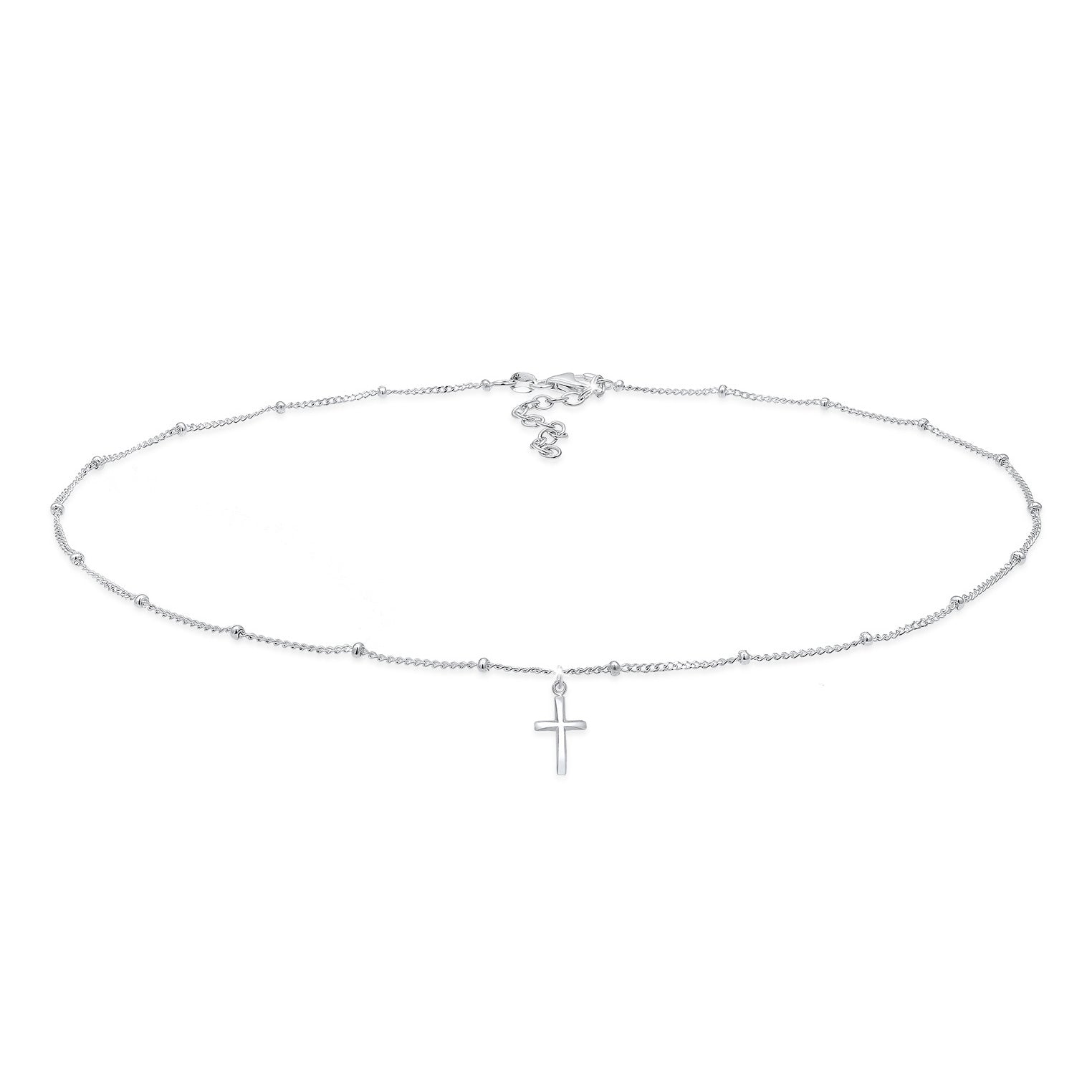 Silber - Elli | Kugel-Choker Kreuz | 925er Sterling Silber