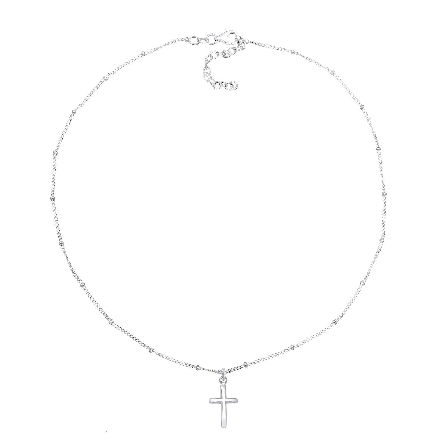 Silber - Elli | Kugel-Choker Kreuz | 925er Sterling Silber