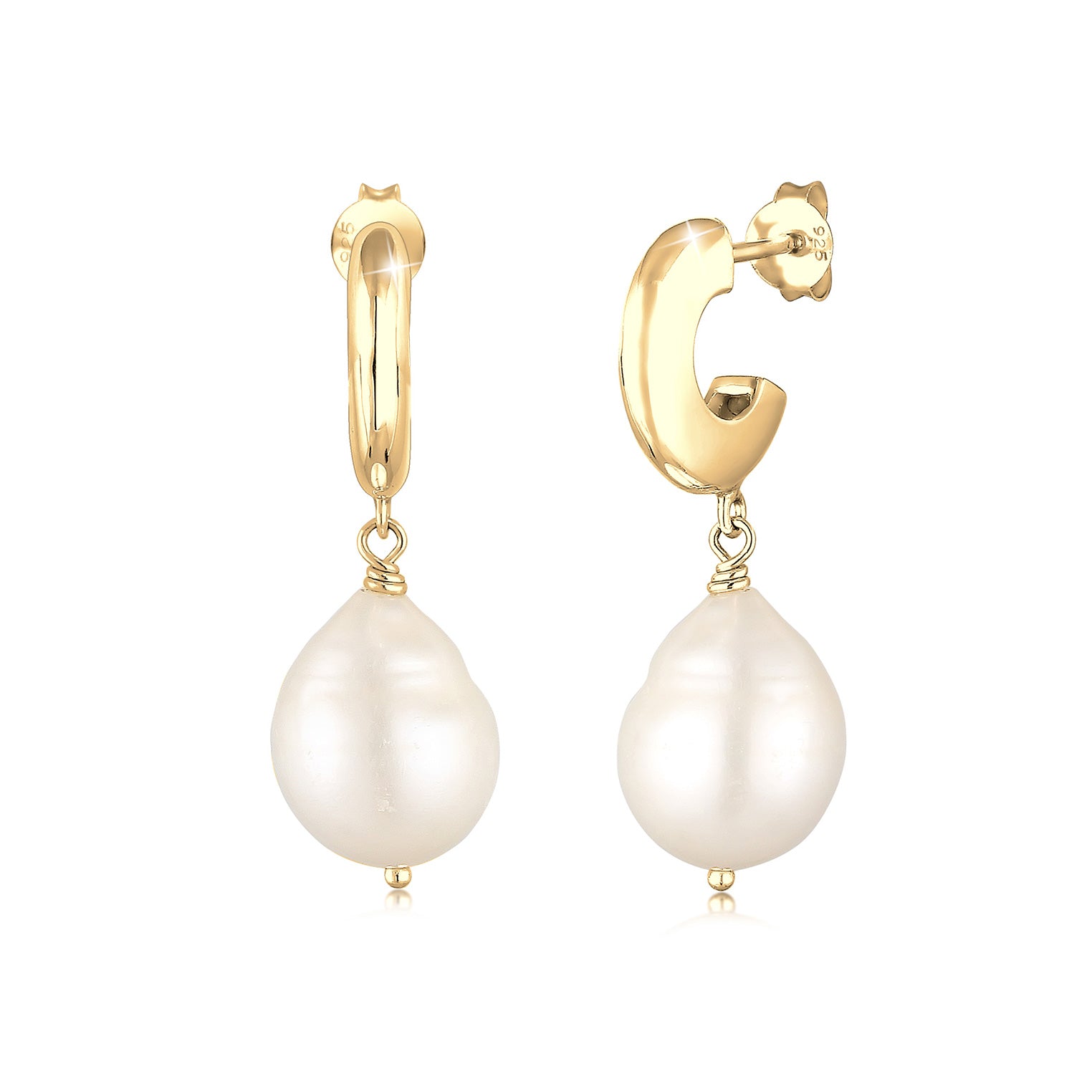 Gold - Elli | Ohrhänger | Süßwasserperle | 925 Sterling Silber vergoldet