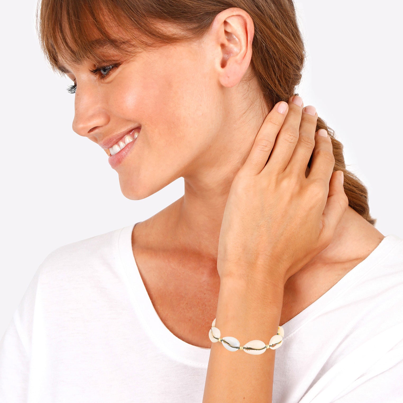Gold - Elli | Glieder-Armband Muschel | 925 Sterling Silber vergoldet