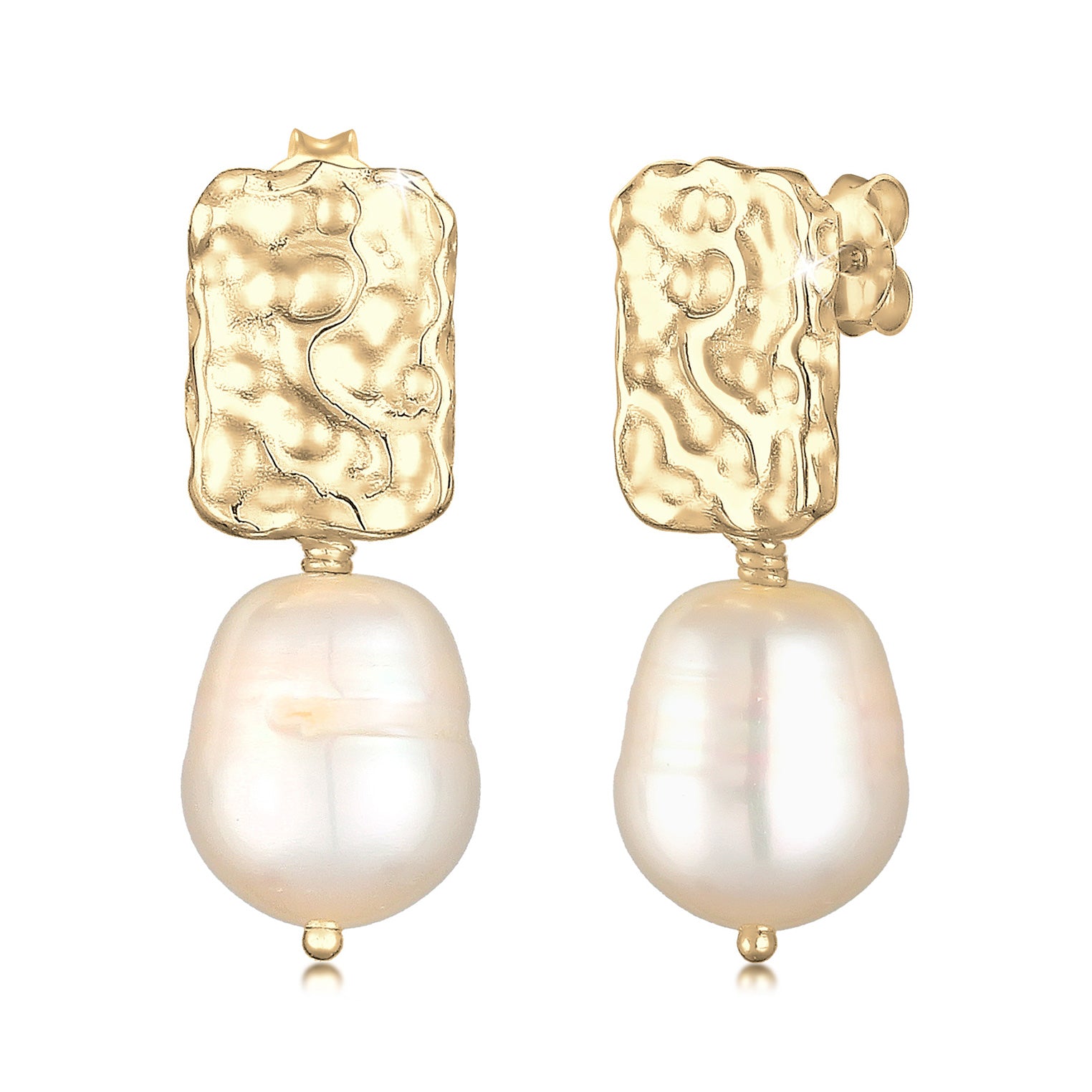 Gold - Elli PREMIUM | Ohrhänger | Süßwasserperle | 925 Sterling Silber vergoldet
