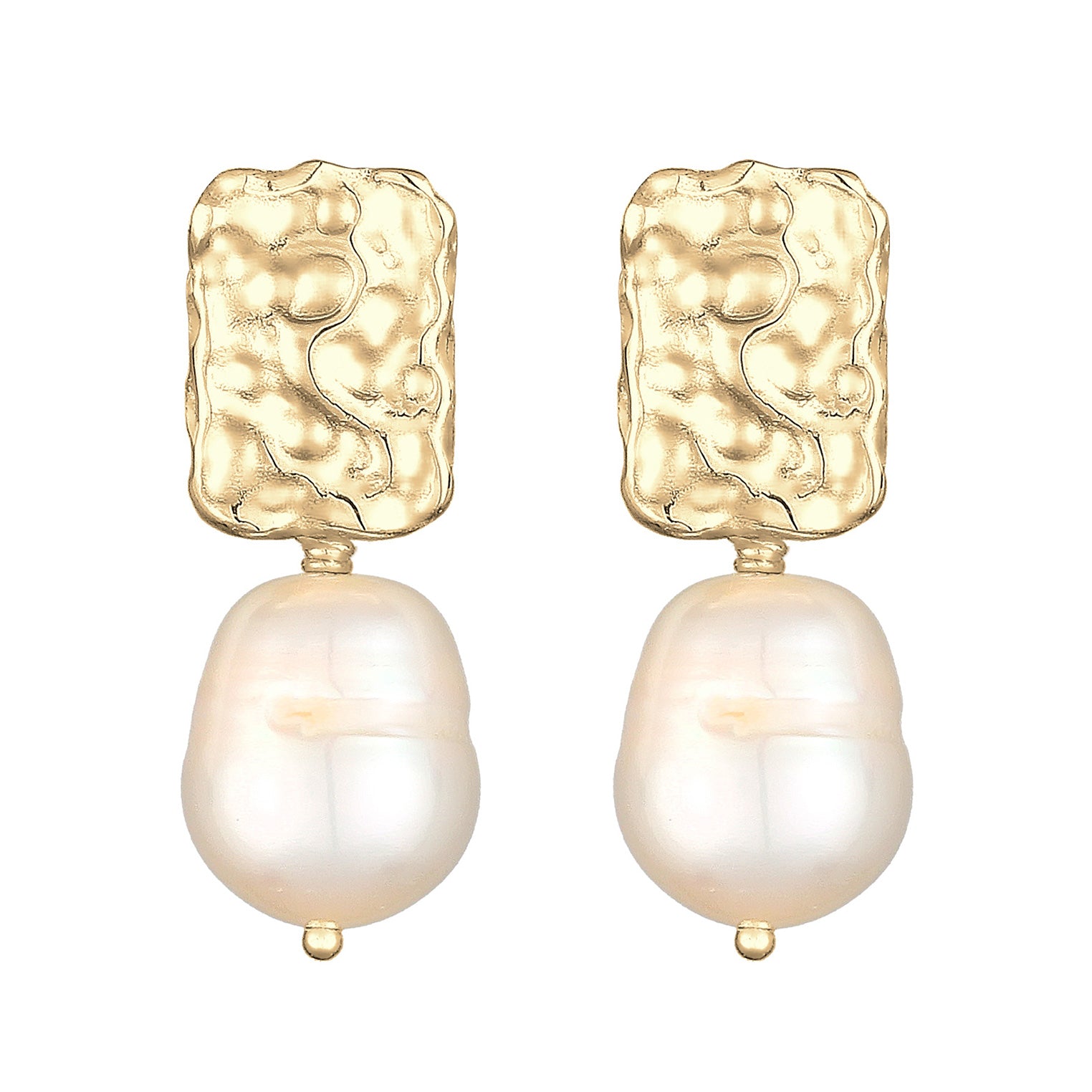 Gold - Elli PREMIUM | Ohrhänger | Süßwasserperle | 925 Sterling Silber vergoldet