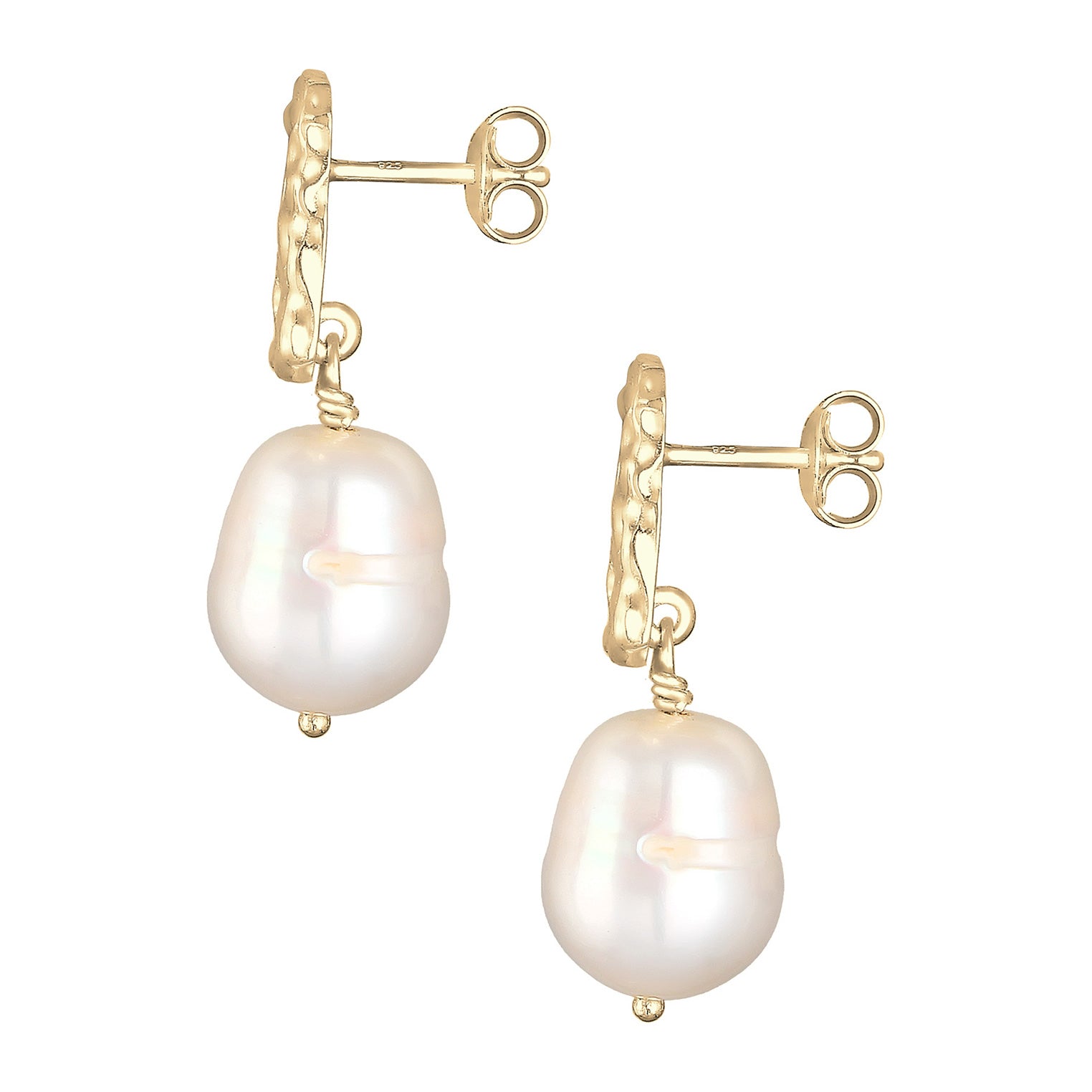 Gold - Elli PREMIUM | Ohrhänger | Süßwasserperle | 925 Sterling Silber vergoldet