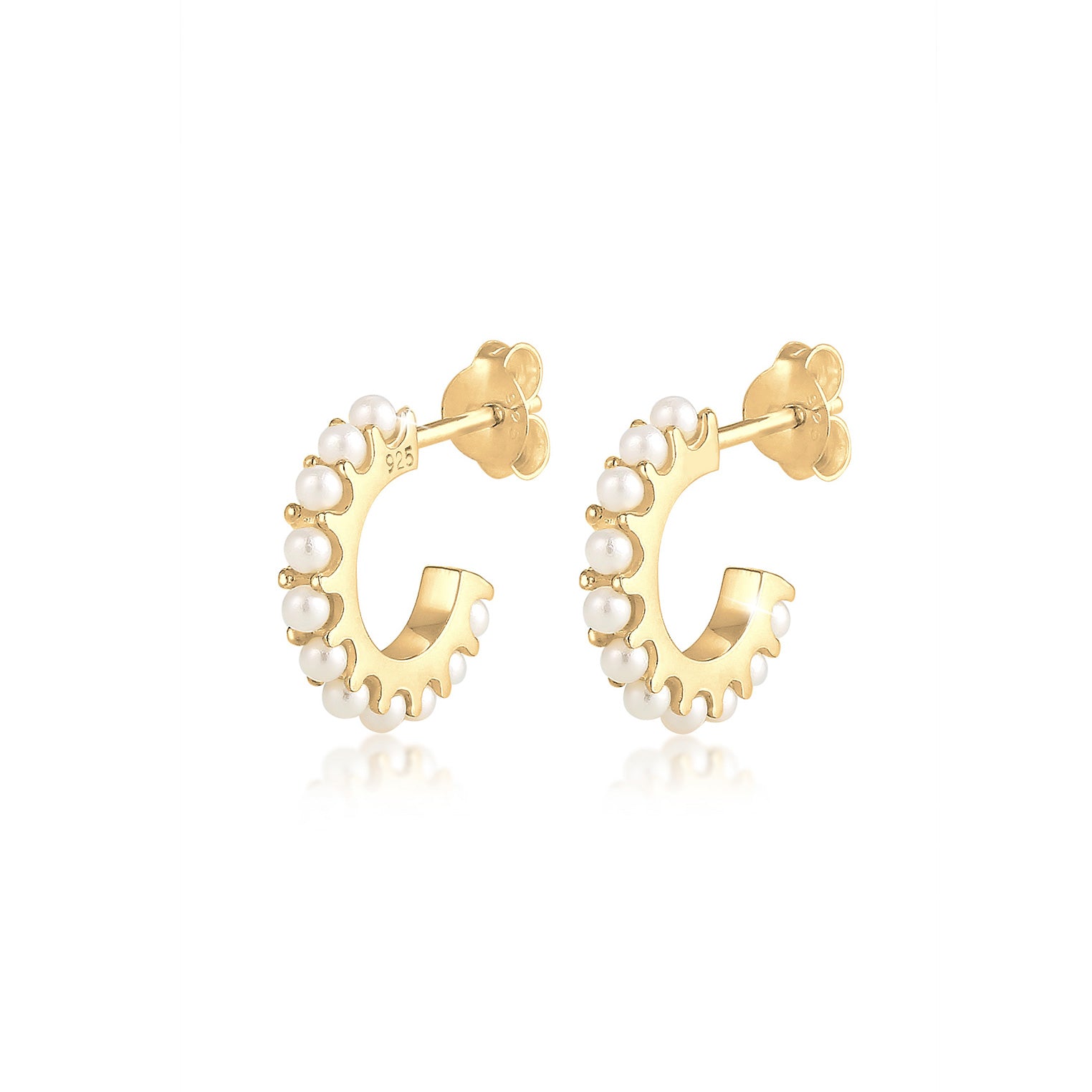 Gold - Elli | Creole | Perle | 925 Sterling Silber vergoldet