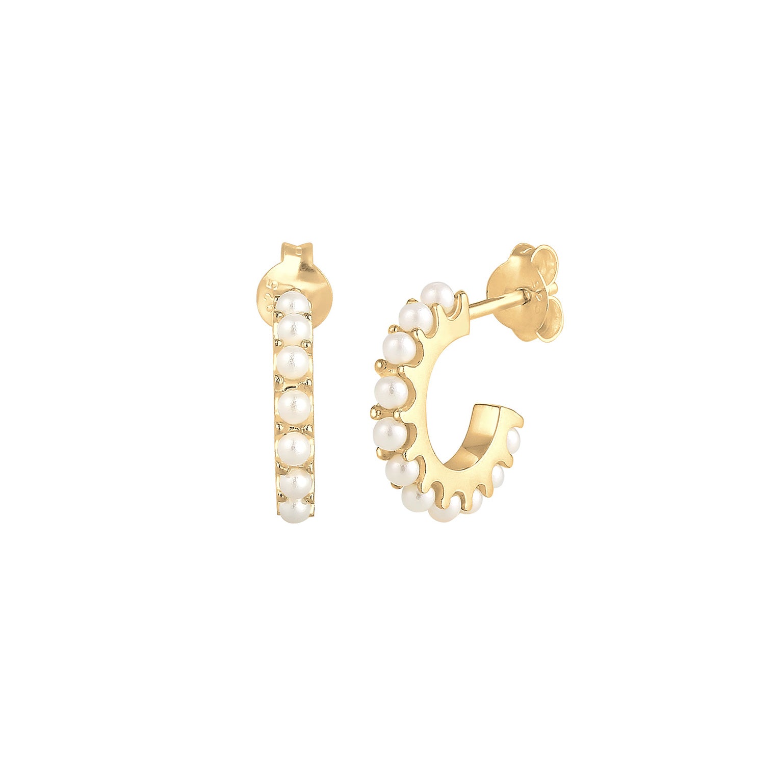 Gold - Elli | Creole | Perle | 925 Sterling Silber vergoldet