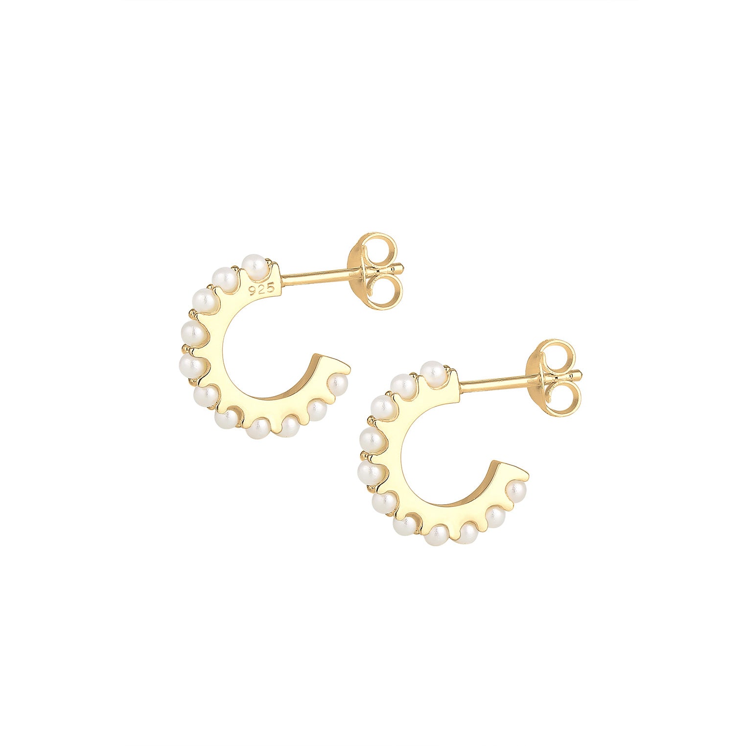 Gold - Elli | Creole | Perle | 925 Sterling Silber vergoldet