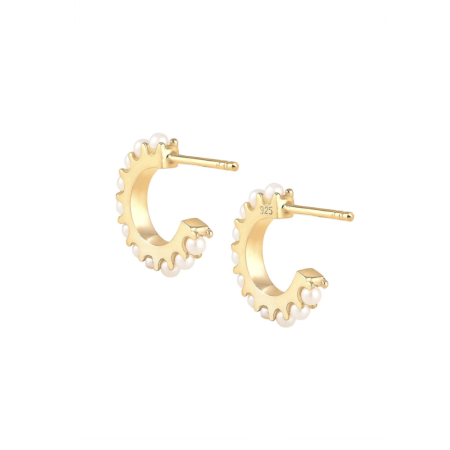 Gold - Elli | Creole | Perle | 925 Sterling Silber vergoldet