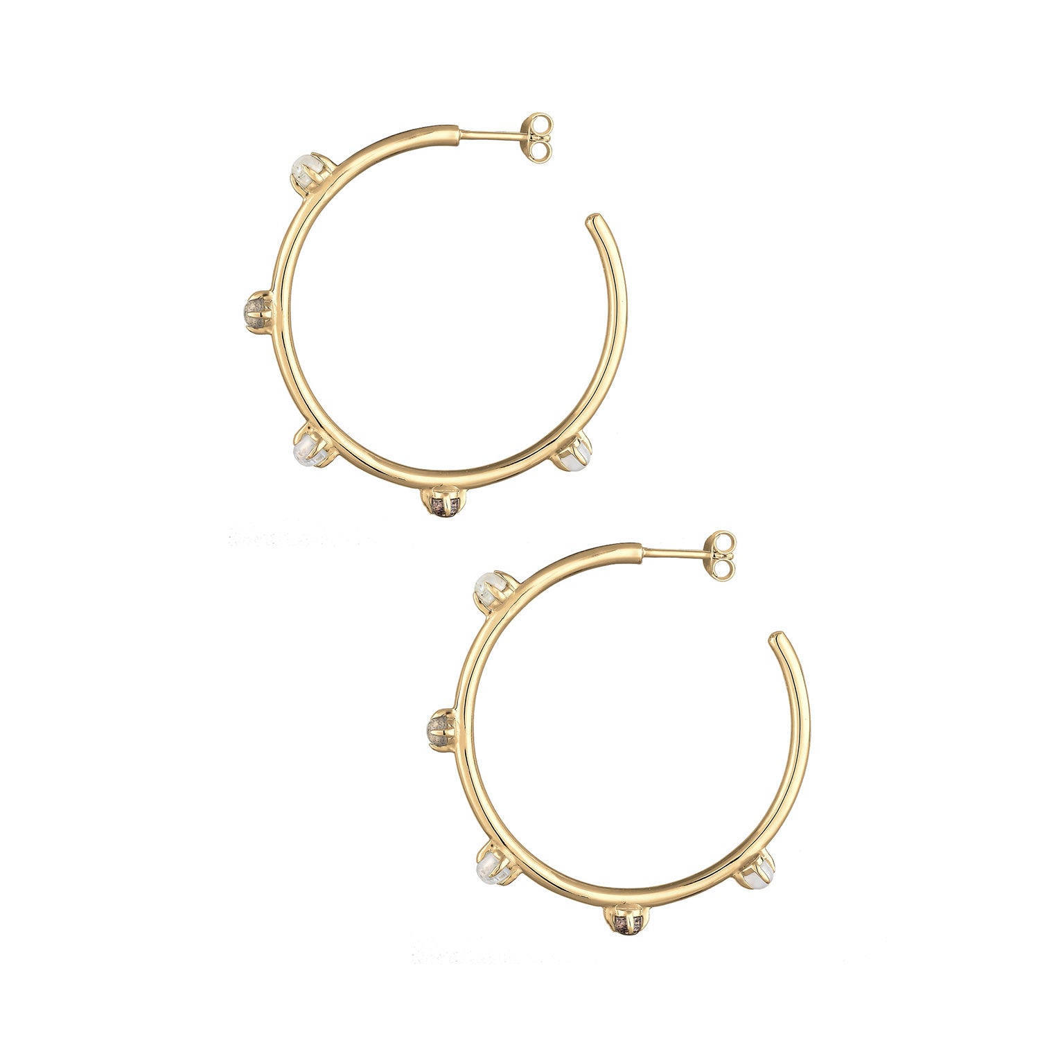 Gold - Elli PREMIUM | Creole | Mondstein ( Weiß ) | 925 Sterling Silber vergoldet
