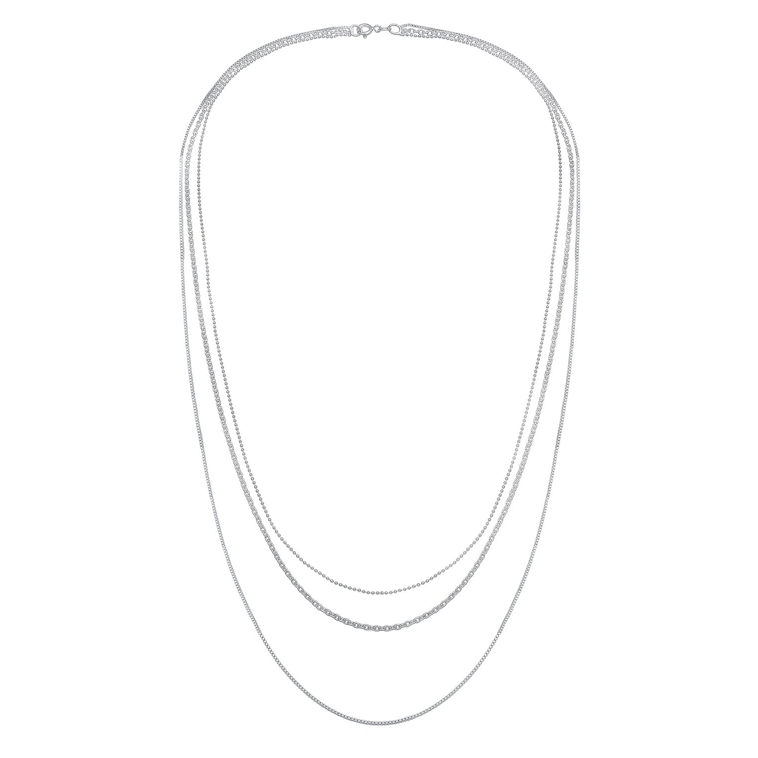Silber - Elli | Layer-Halskette Basic Chains | 925er Sterling Silber