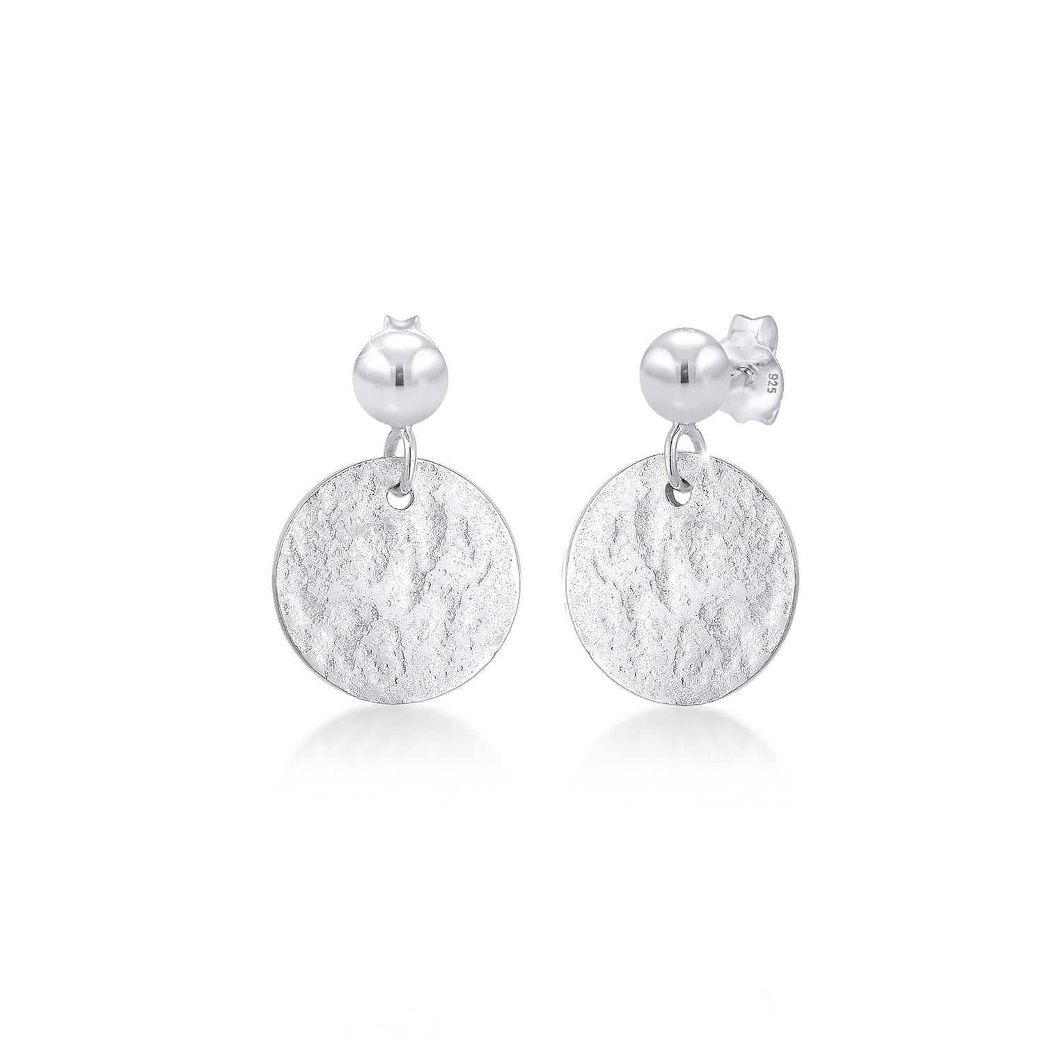 Silber - Elli | Ohrhänger Kugel & Plättchen gehämmert | 925 Sterling Silber