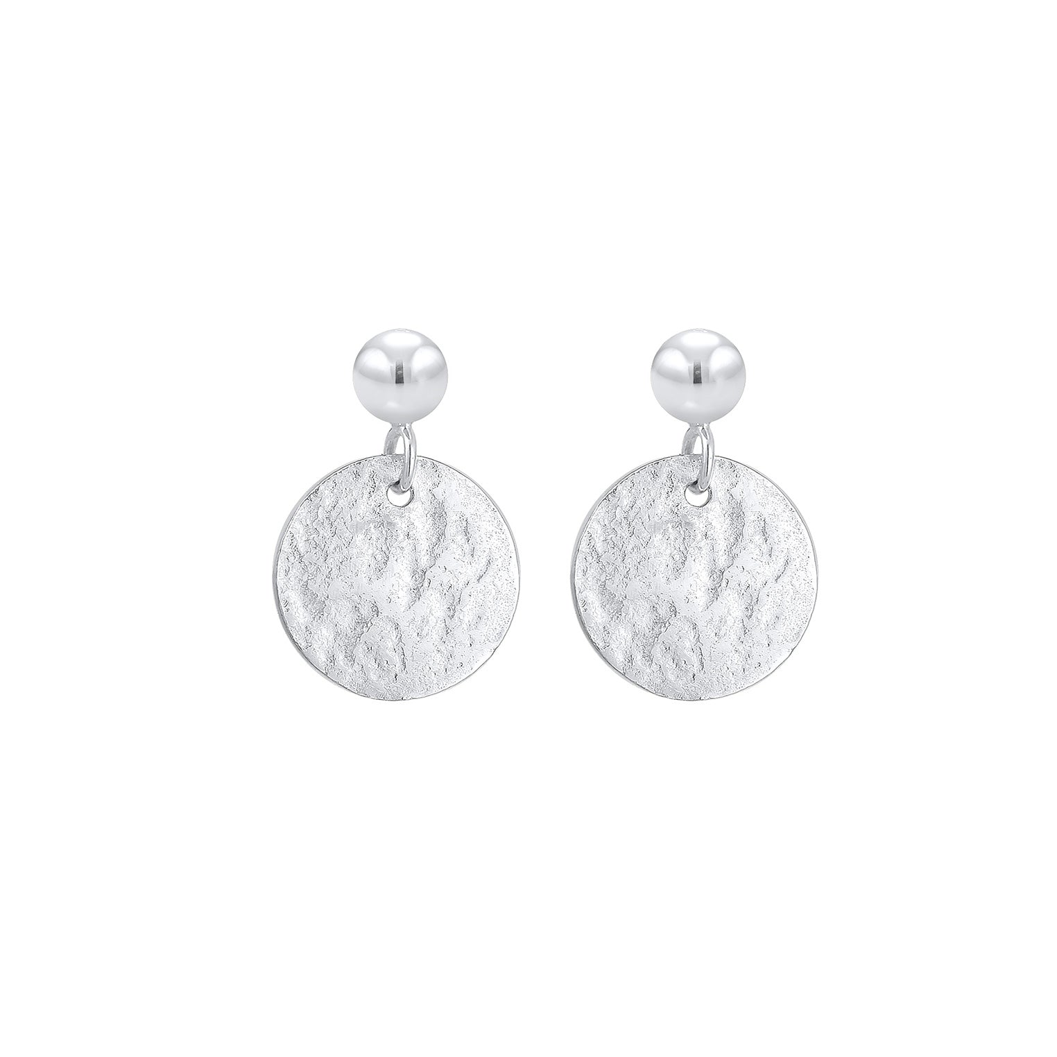 Silber - Elli | Ohrhänger Kugel & Plättchen gehämmert | 925 Sterling Silber