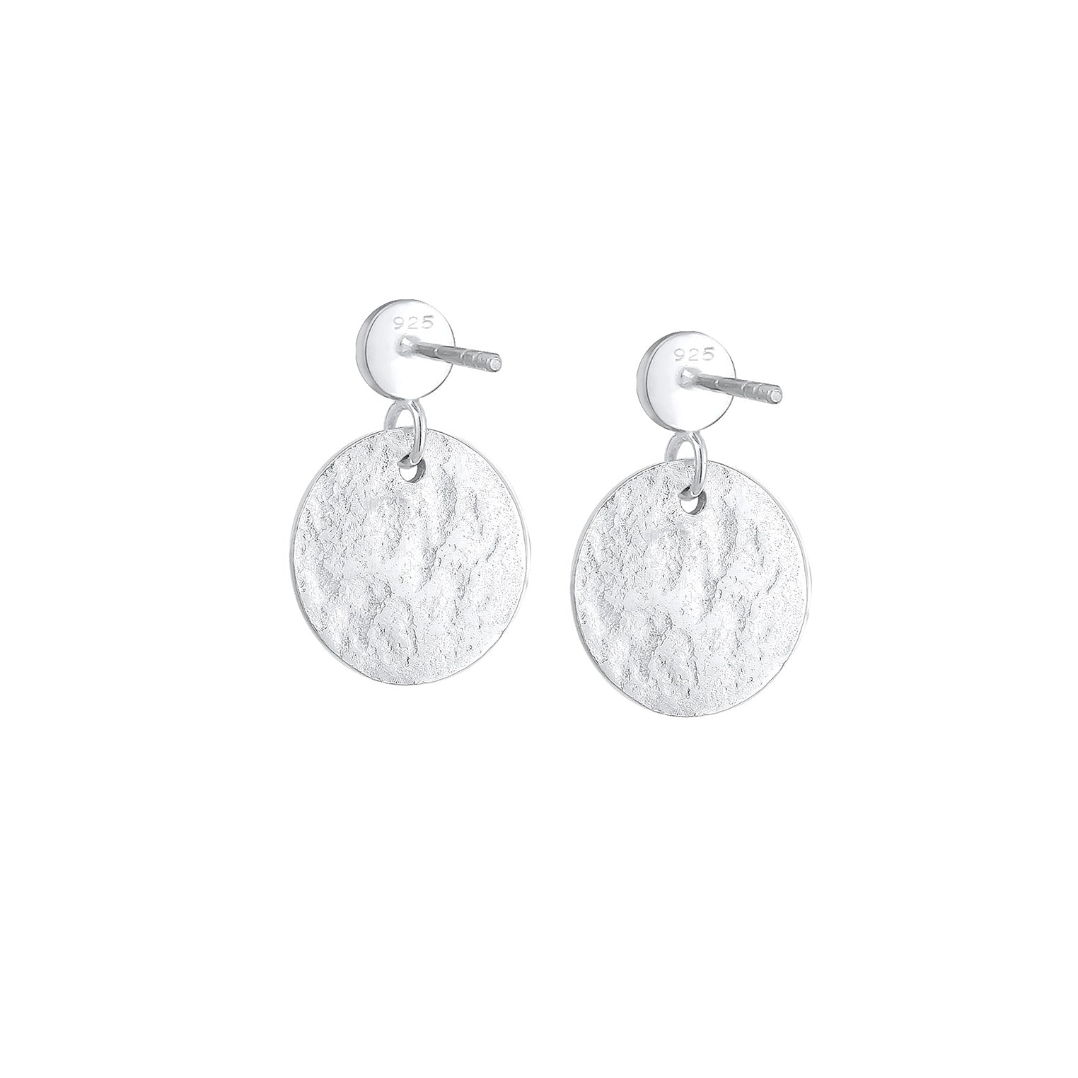 Silber - Elli | Ohrhänger Kugel & Plättchen gehämmert | 925 Sterling Silber