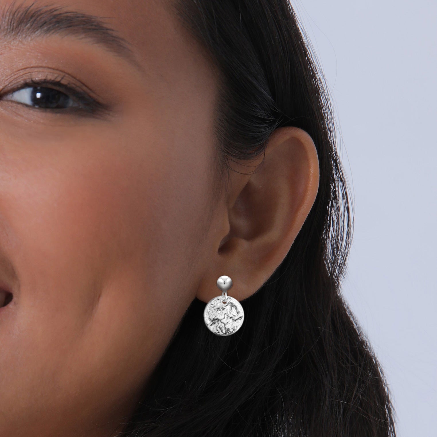 Silber - Elli | Ohrhänger Kugel & Plättchen gehämmert | 925 Sterling Silber