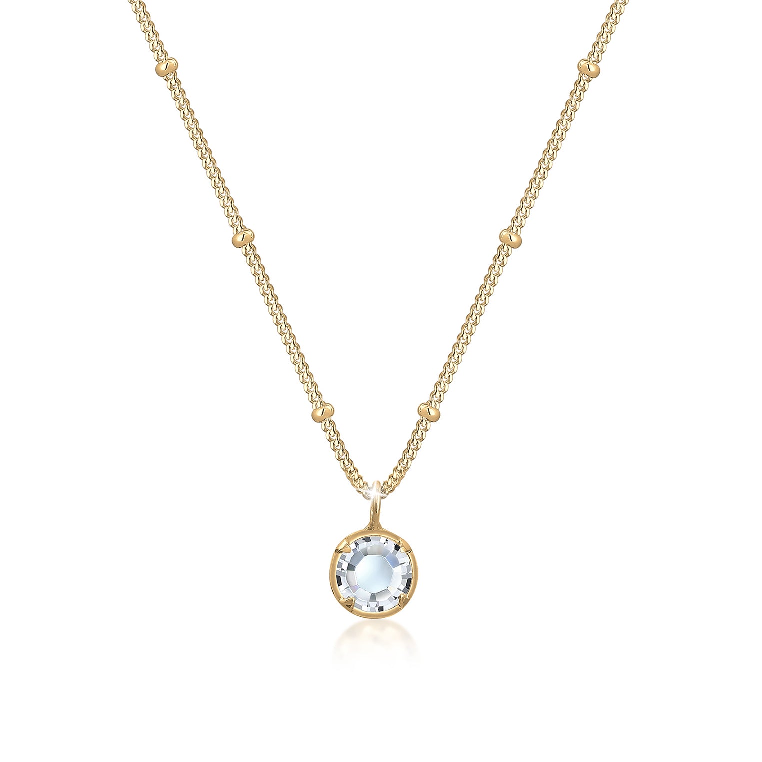 Gold - Elli | Solitär-Halskette | Kristall (Weiß) | 925 Sterling Silber vergoldet
