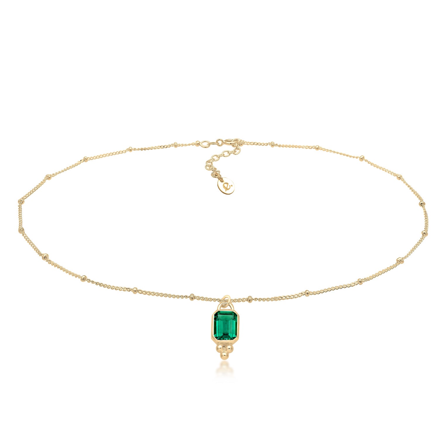 Gold - Elli PREMIUM | Kugel-Halskette | Quarz (Grün) | 925 Sterling Silber vergoldet