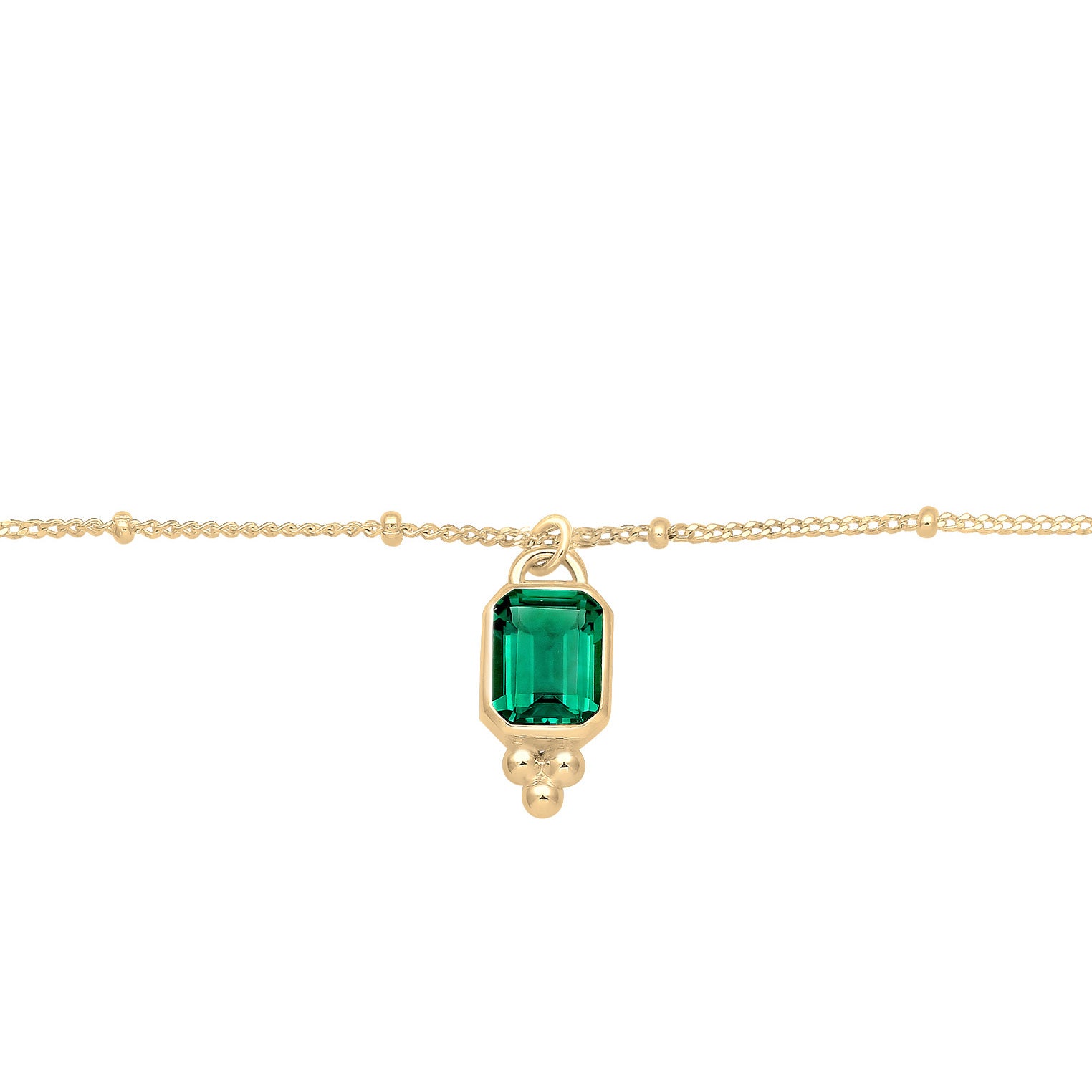 Gold - Elli PREMIUM | Kugel-Halskette | Quarz (Grün) | 925 Sterling Silber vergoldet