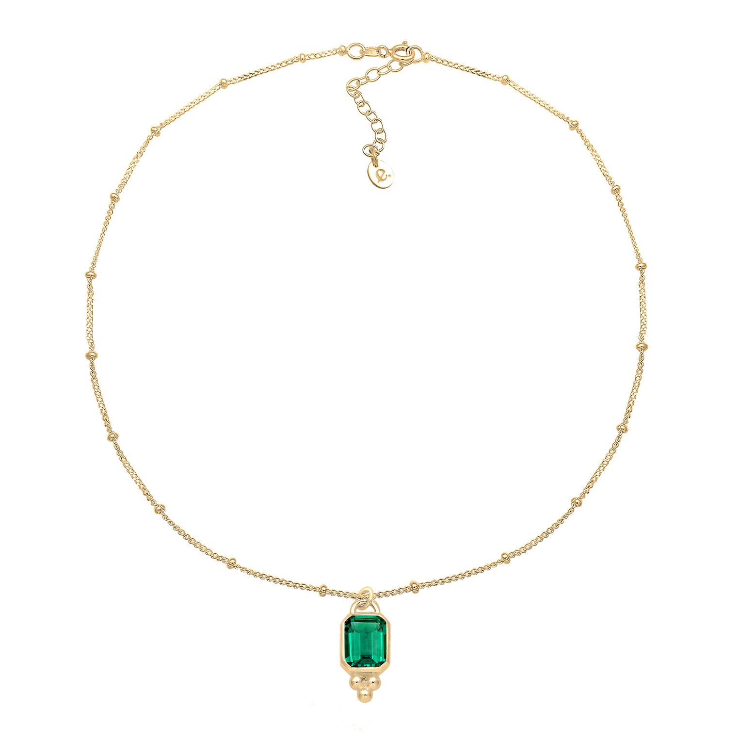 Gold - Elli PREMIUM | Kugel-Halskette | Quarz (Grün) | 925 Sterling Silber vergoldet