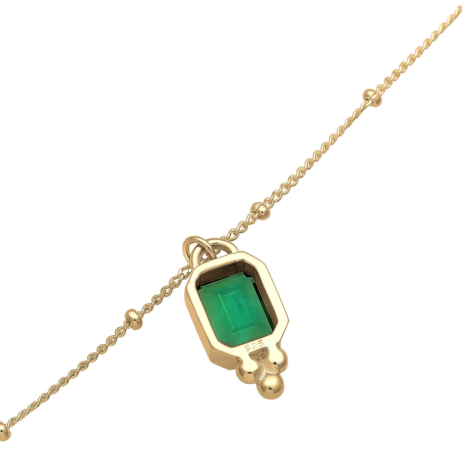 Gold - Elli PREMIUM | Kugel-Halskette | Quarz (Grün) | 925 Sterling Silber vergoldet