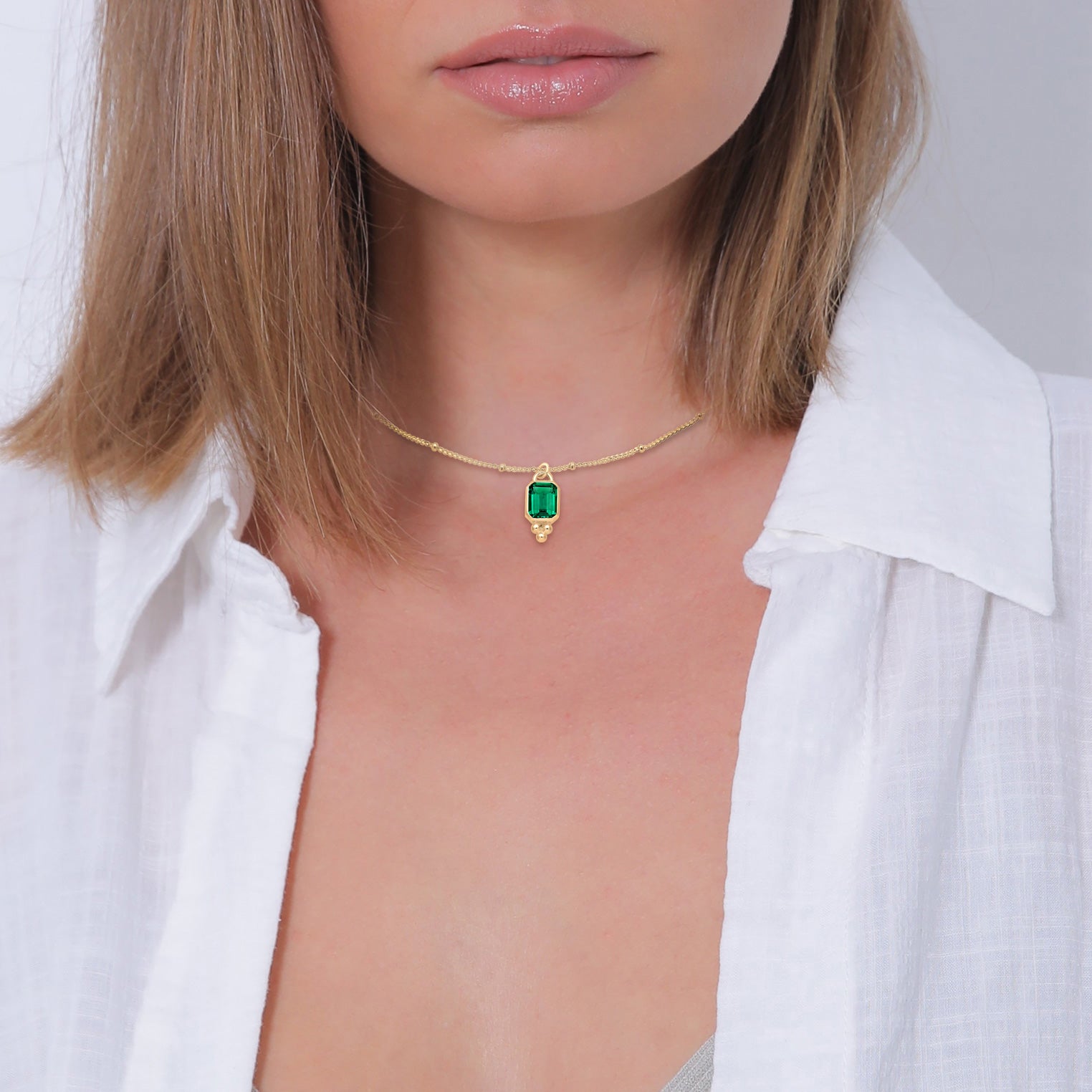 Gold - Elli PREMIUM | Kugel-Halskette | Quarz (Grün) | 925 Sterling Silber vergoldet