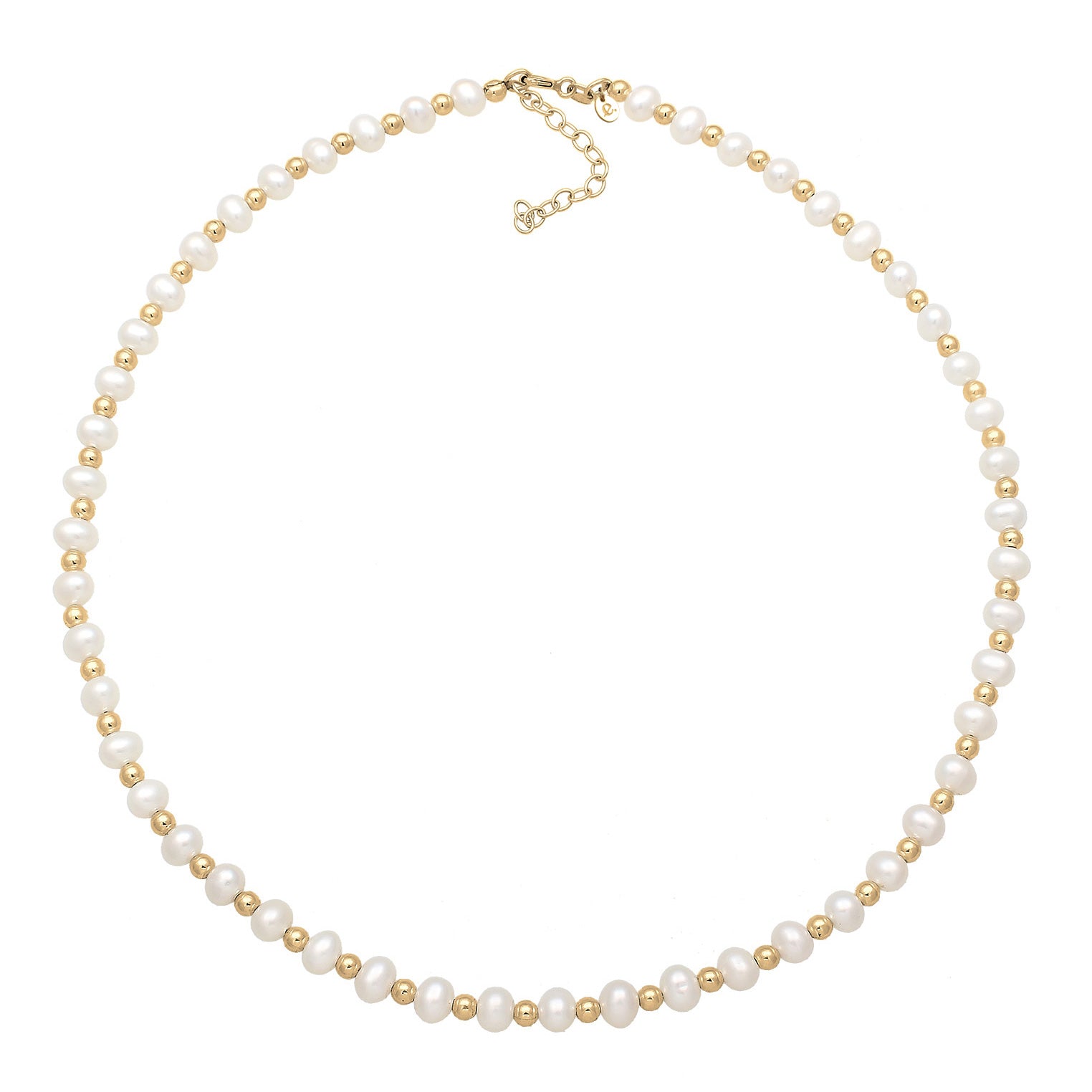 Gold - Elli PREMIUM | Glieder-Choker | Süßwasserzuchtperle | 925 Sterling Silber vergoldet