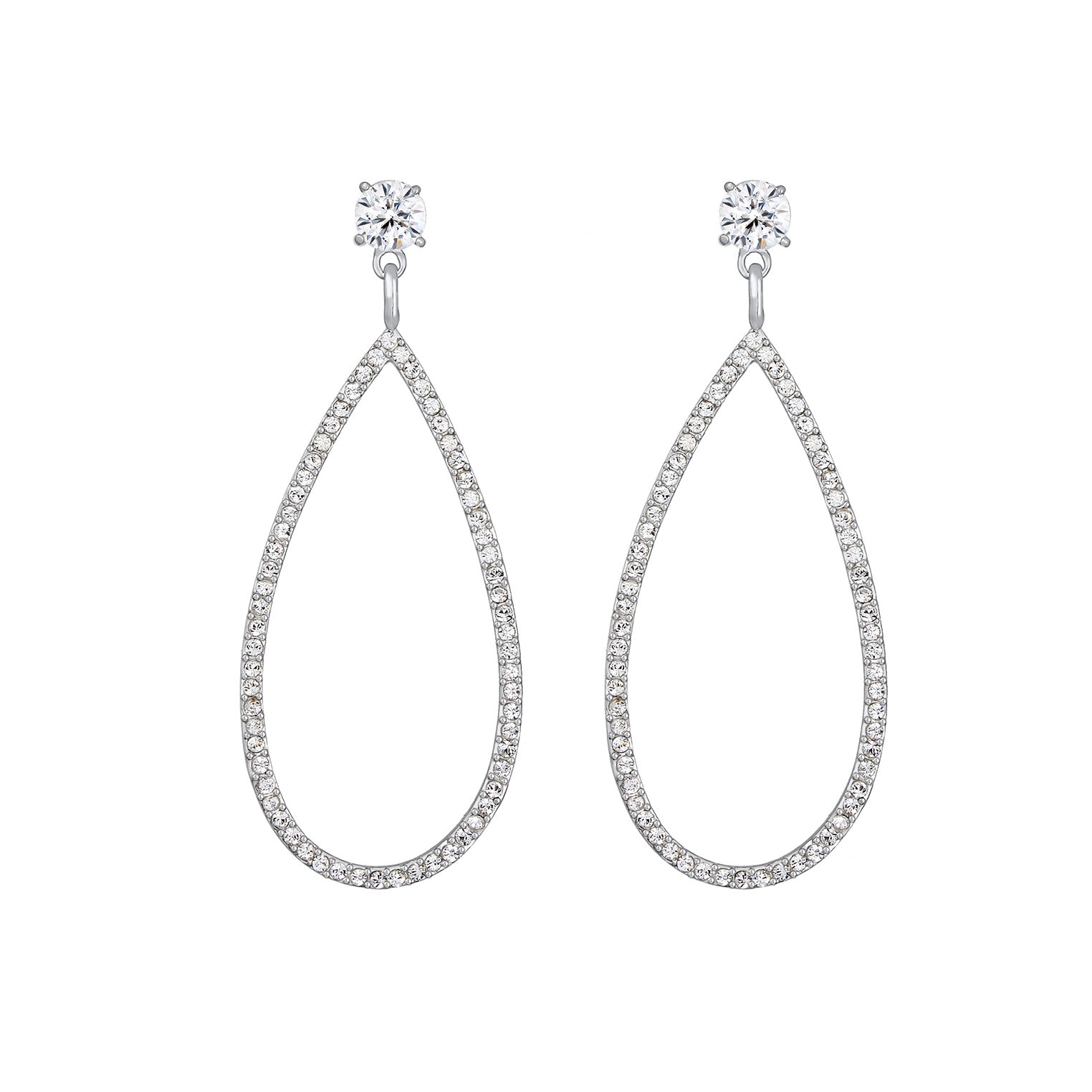 Silber - Elli PREMIUM | Ohrhänger| Kristall ( Weiß ) | 925er Sterling Silber