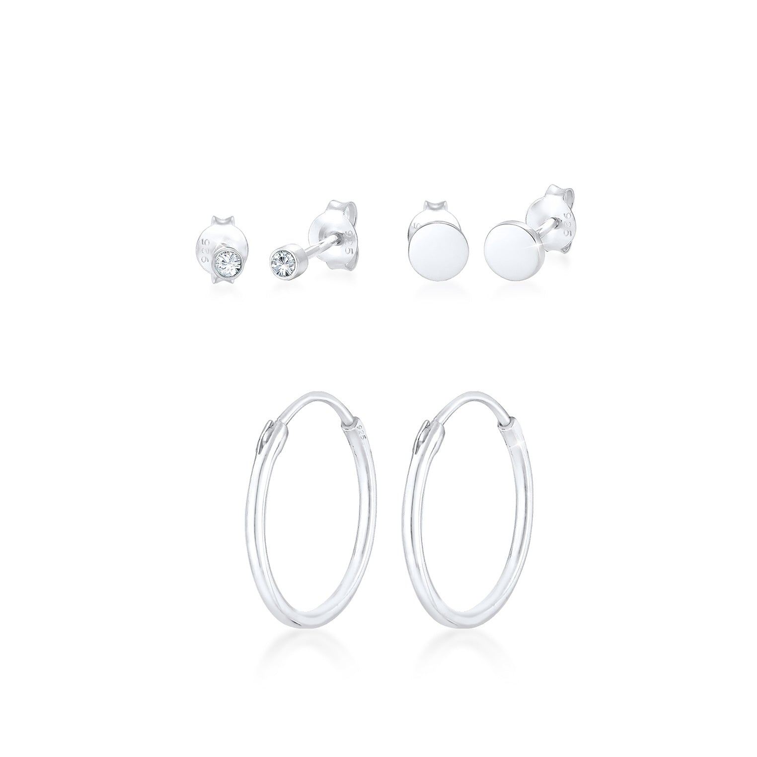 Silber - Elli | Ohrringset | Mit Kristallen von Swarovski® (Weiß) | 925er Sterling Silber