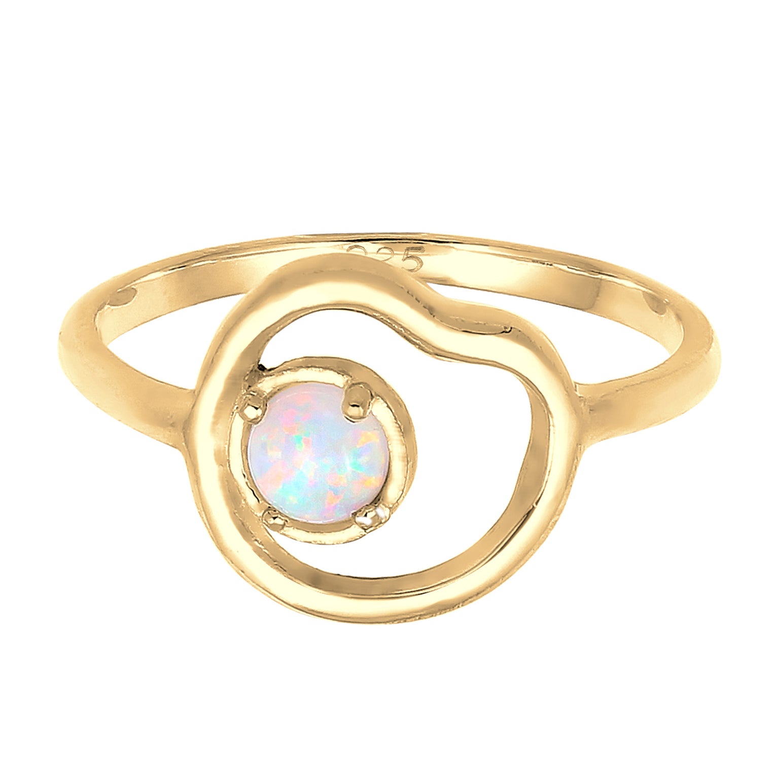 Gold - Elli | Ring | Opal ( Weiß ) | 925 Sterling Silber vergoldet