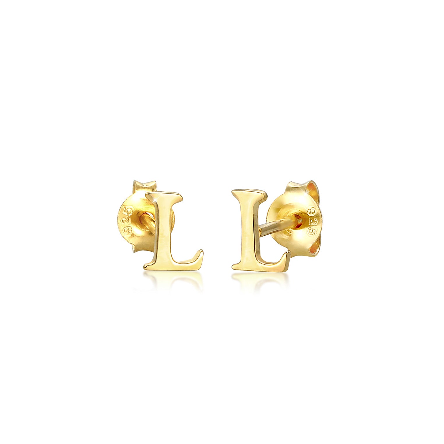 Gold - Elli | Ohrstecker Buchstabe | 925 Sterling Silber vergoldet
