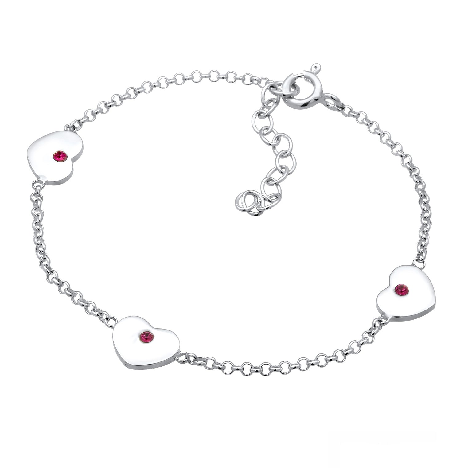 Silber - Elli | Armband Herz | Kristall ( Pink ) | 925er Sterling Silber