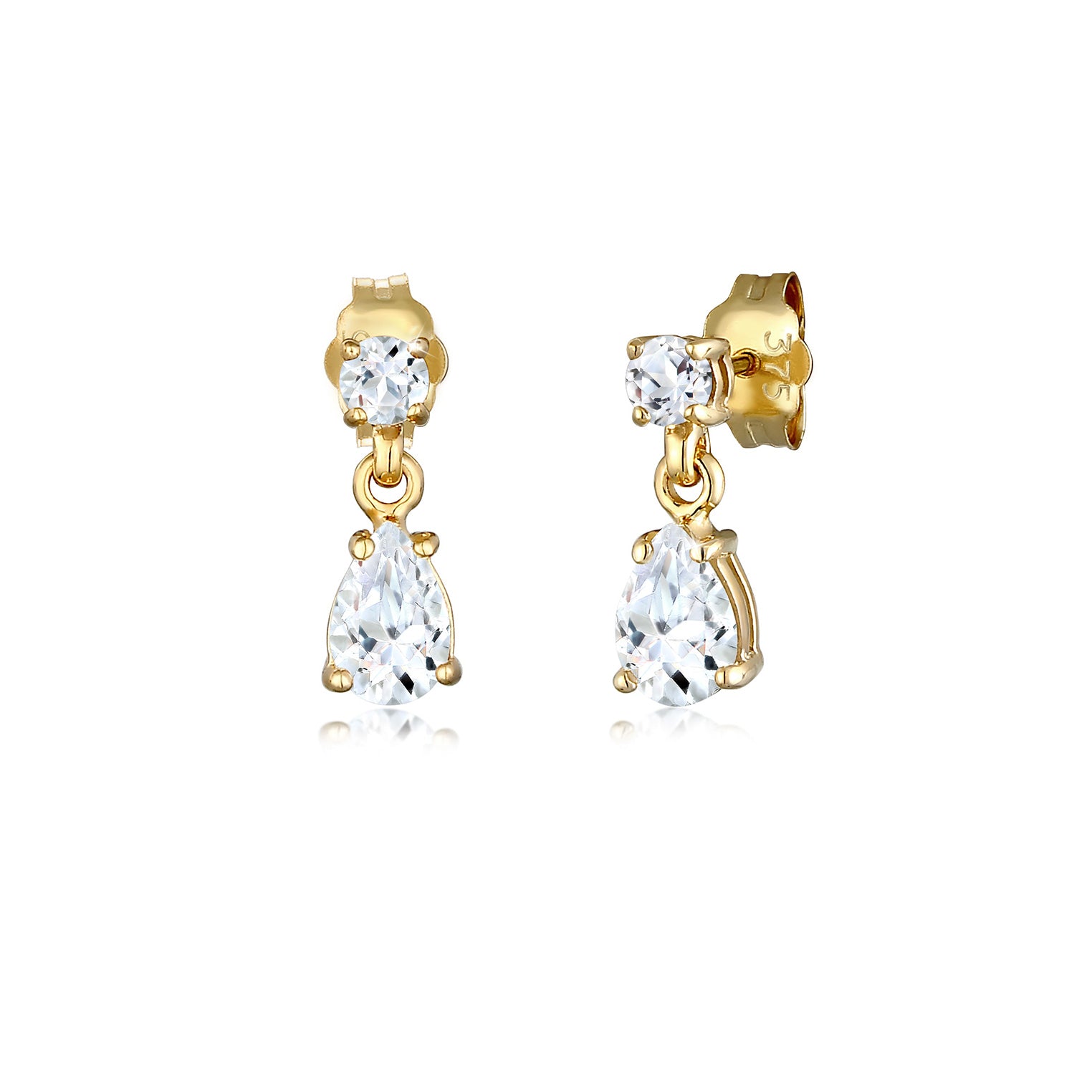 Gold - Elli PREMIUM | Ohrstecker | Topas ( Weiß ) | 375 Gelbgold