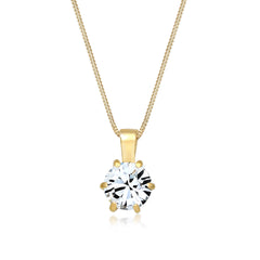 Halskette Solitär Anhänger | Mit Kristallen von Swarovski® (Weiß)